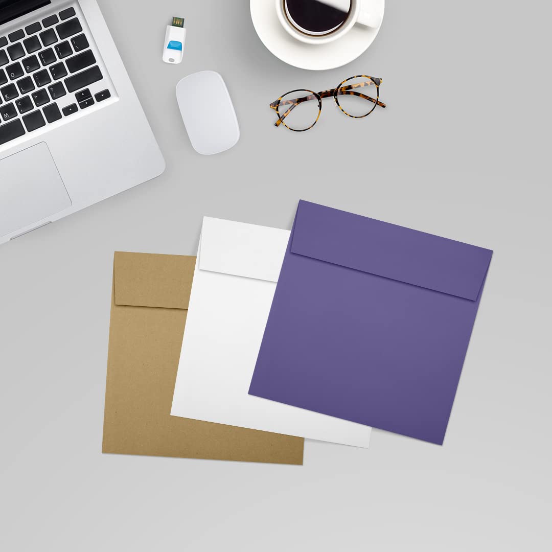 Premium LUXPaper Square Invitation Envelopes 5x5 Inches - Wisteria Purple 80lb Text Weight (Pack of 500) - Self-Seal Peel & Press Closure for Weddings, Parties, Greeting Cards and Special Events