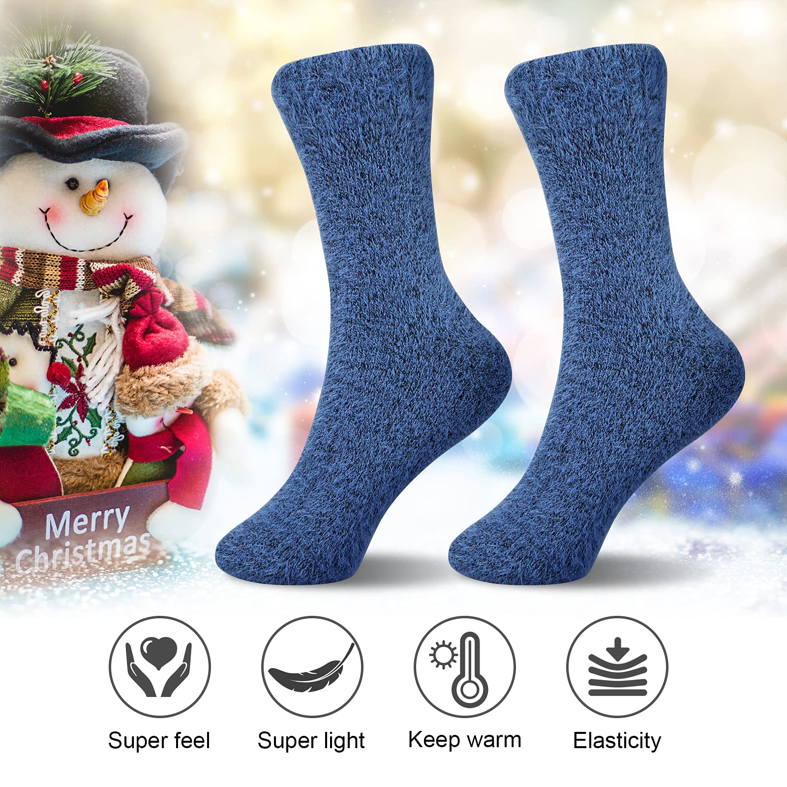 Warm Fuzzy Socks for Women - Cozy Winter Cat Paw Slipper Socks with Non-Slip Grip | Soft Fluffy House Socks with Gift Box | Perfect for Lounge, Sleep & Cold Weather Comfort