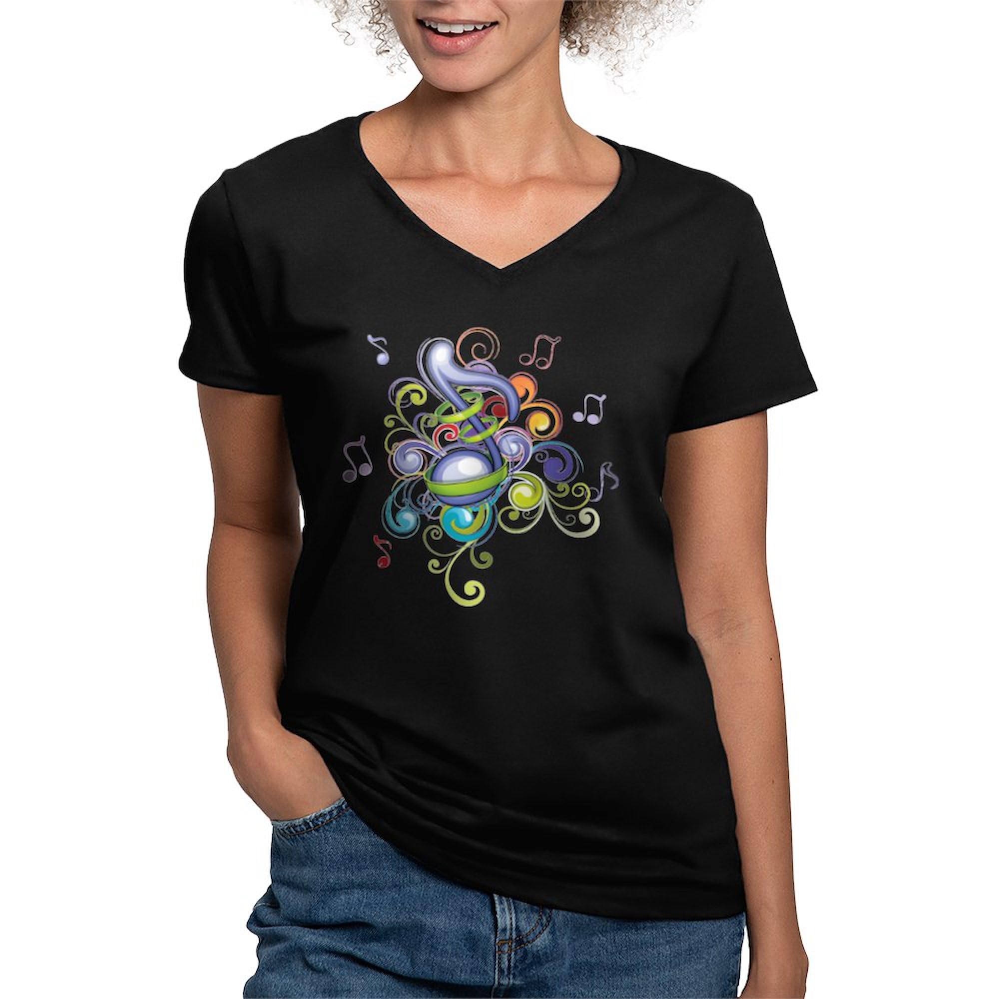 Music in The Air Women's Cotton V-Neck T-Shirt | Comfortable & Stylish Casual Wear for Concerts, Outings & Everyday Use