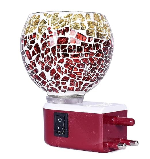 Premium Mahganya Kapur Dani Electric Camphor Diffuser - Aromatherapy Essential Oil Burner with Glass Bowl, LED Light for Home Fragrance & Relaxation - Perfect for Bedroom, Yoga Studio & Spa (Color 4)