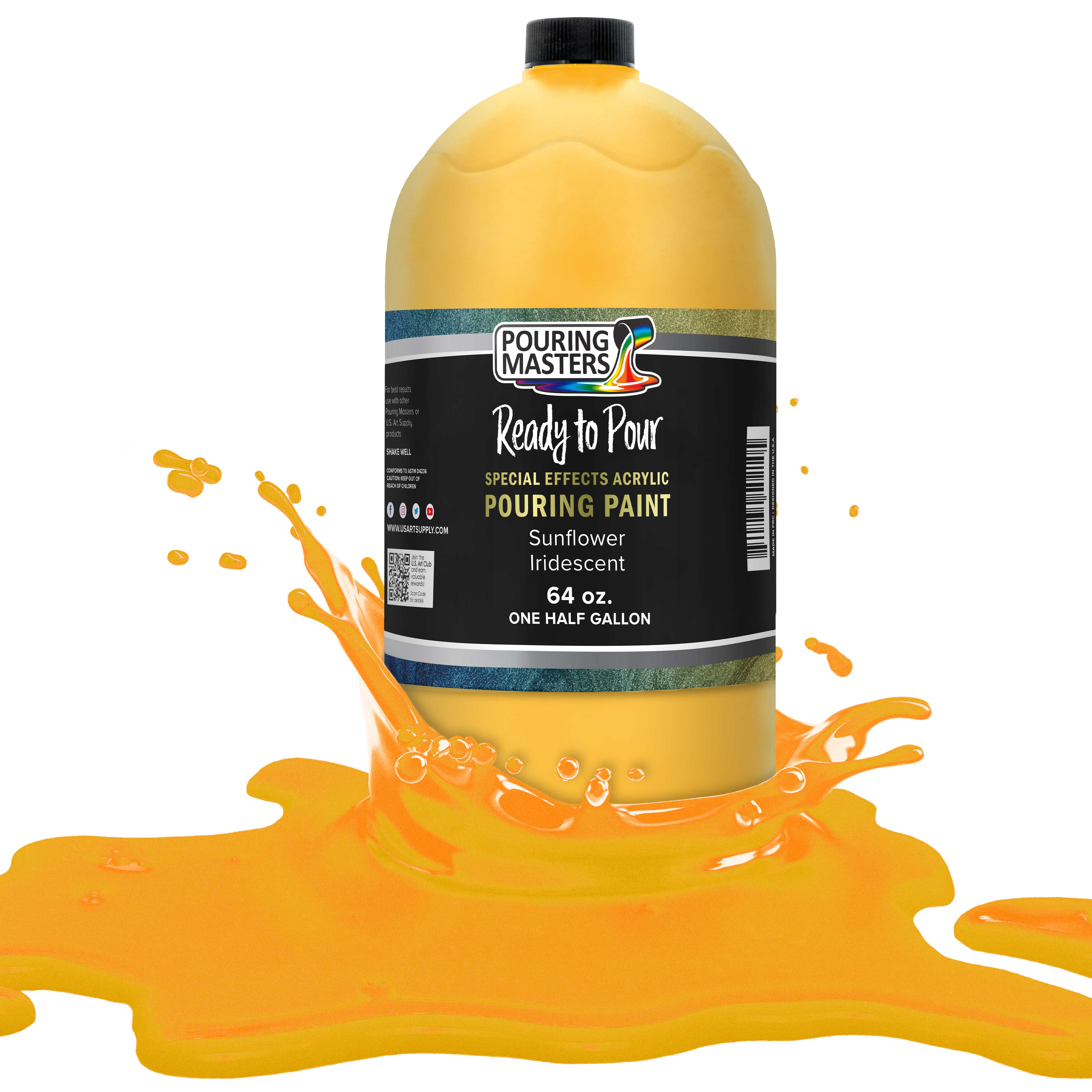 Sunflower Iridescent Acrylic Pouring Paint - Half Gallon Pre-Mixed Water-Based for Canvas Art, Fluid Painting & DIY Crafts - Perfect for Abstract Art, Home Decor & Creative Projects