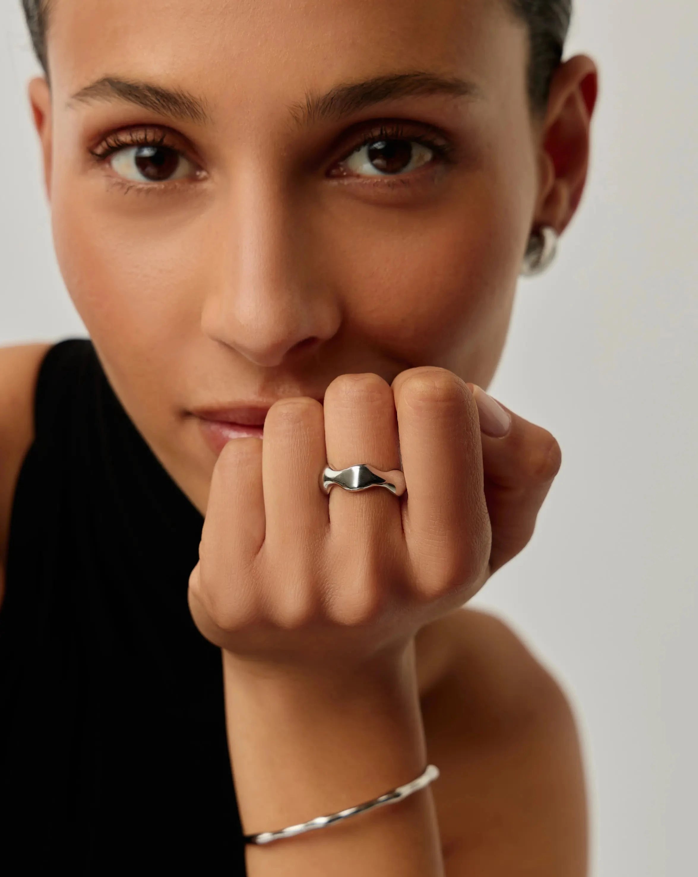 Eny Puffy Stacking Ring Set - Silver Plated Adjustable Rings for Women - Perfect for Layering, Everyday Wear & Gift Giving
