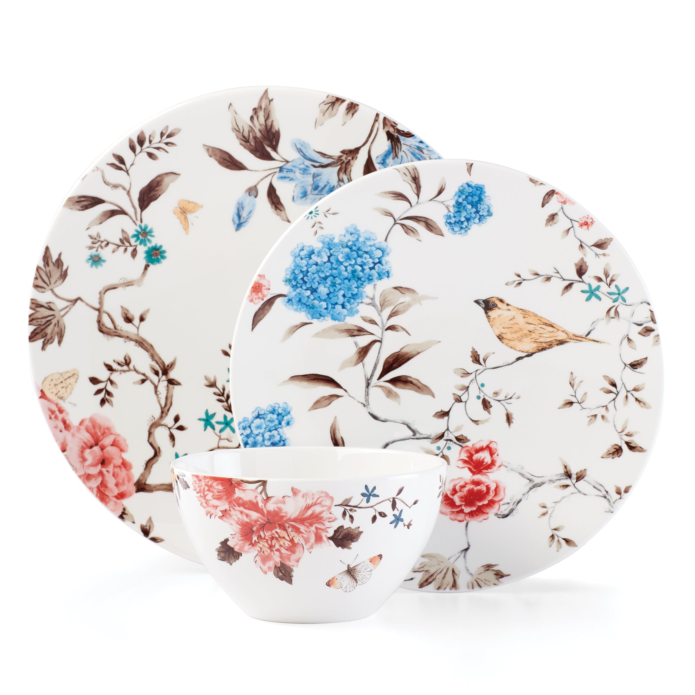 Sprig & Vine 12-Piece Dinnerware Set - Porcelain Plates, Bowls & Mugs - Elegant Dinnerware for Family Meals, Parties & Everyday Use