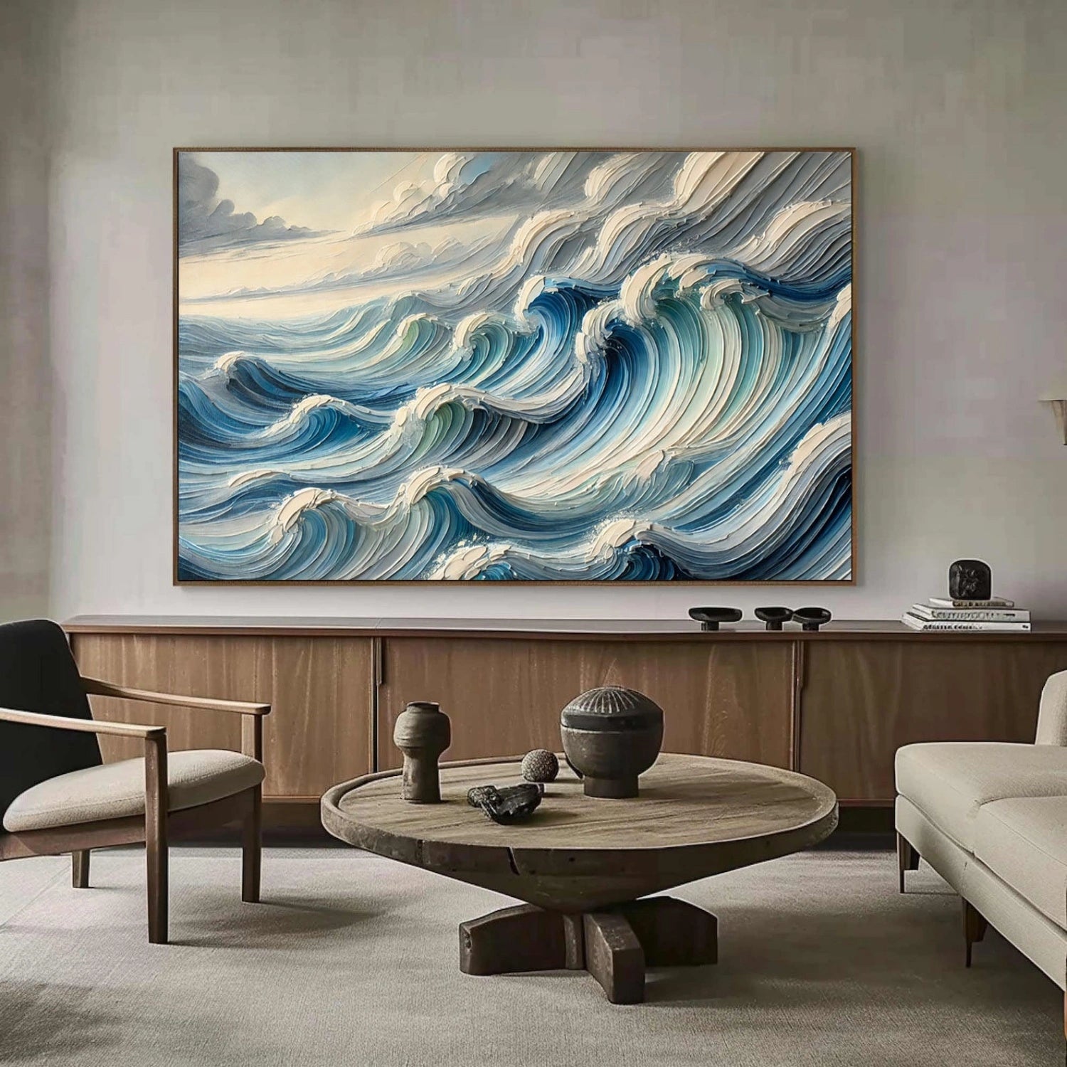 Ocean and Sky Painting #OS 232 - Handmade Canvas Wall Art for Home & Office Decor - Perfect for Living Room, Bedroom or Gift
