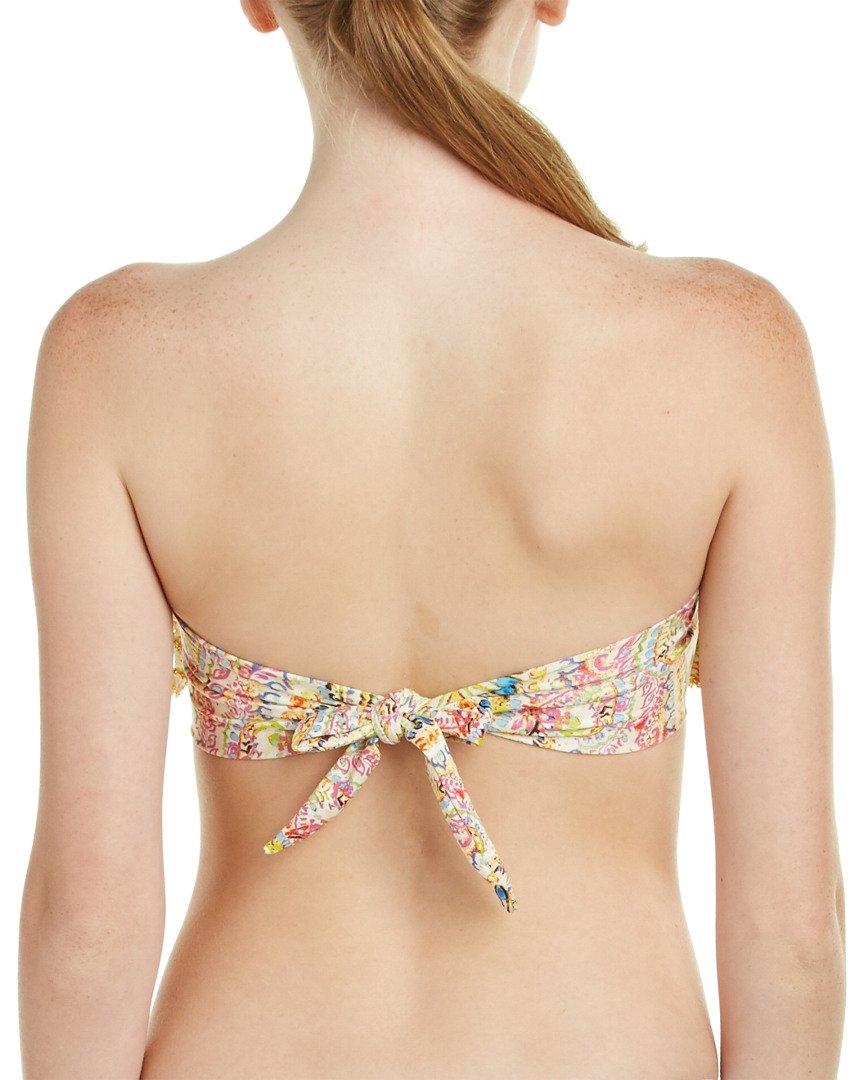 PilyQ Women's Sexy Embroidered Ruffled Bandeau Bikini Top - Perfect for Beach Vacations, Pool Parties & Summer Getaways