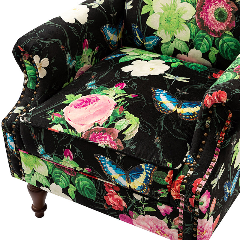 Felix Upholstered Wingback Armchair with Spindle Legs - Comfortable Living Room Chair for Reading & Relaxing - Perfect for Home Office, Bedroom or Lounge Area