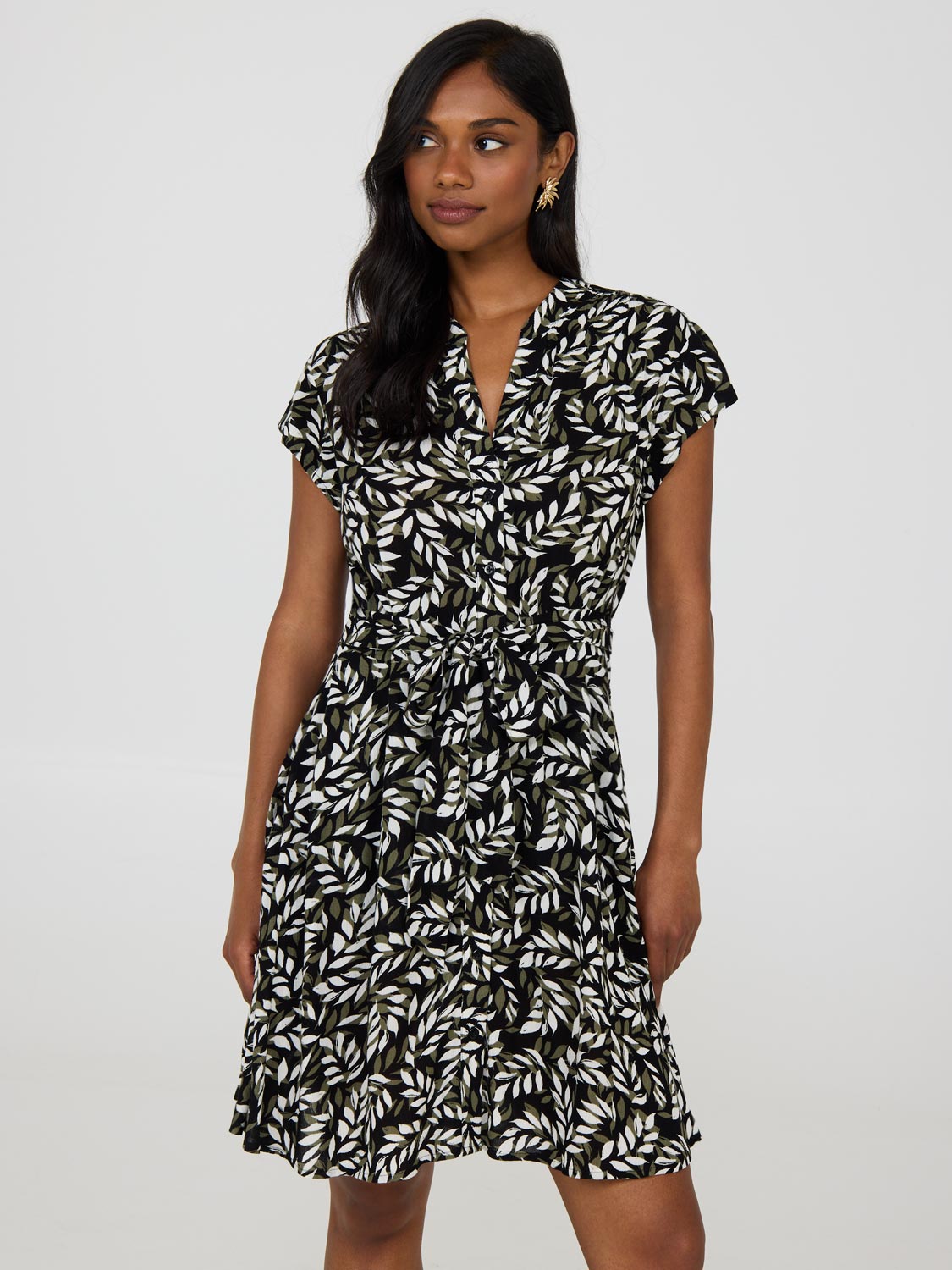 Tropical Print Button Front Textured Dress - Flowy Summer Beach Dress for Women | Perfect for Vacation, Pool Party & Boho Outfit