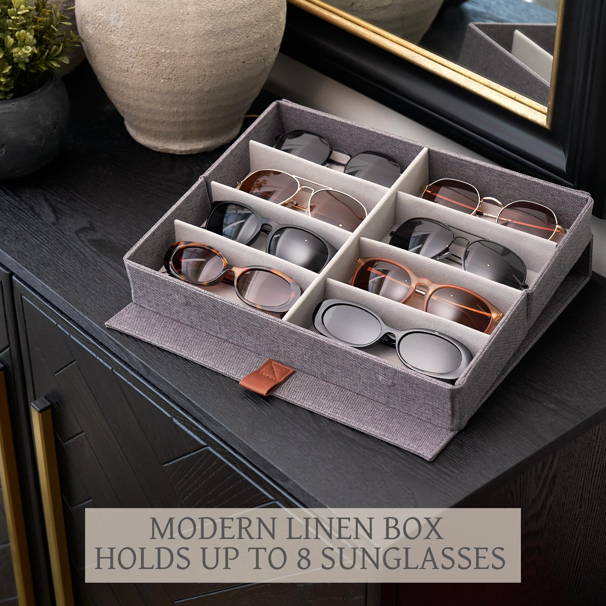 ZICOTO Sunglass Storage Organizer for 8 Pairs - Stylish Eyeglass Case Holder with Clear View & Dust Protection | Perfect for Home, Office, Travel & Displaying Your Sunglasses Collection