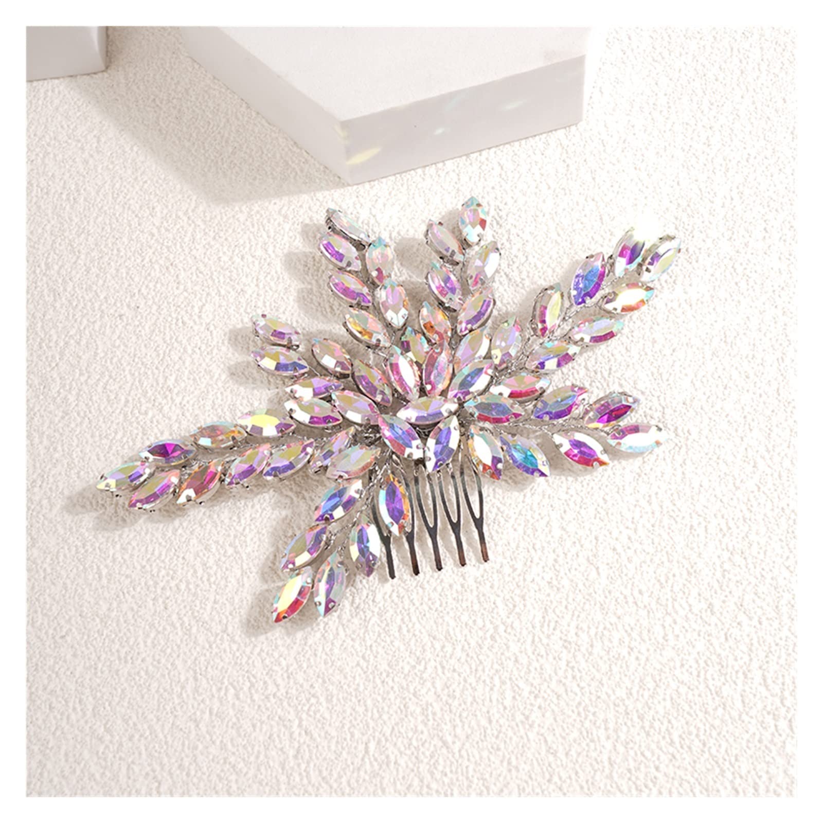 LiFBeauTiFul 8-Color Silver Rhinestone Hair Comb - Elegant Wedding Hair Accessories for Brides, Handmade Party Hair Jewelry, Fashion Hair Clip (Blue) | Perfect for Weddings, Proms & Special Occasions