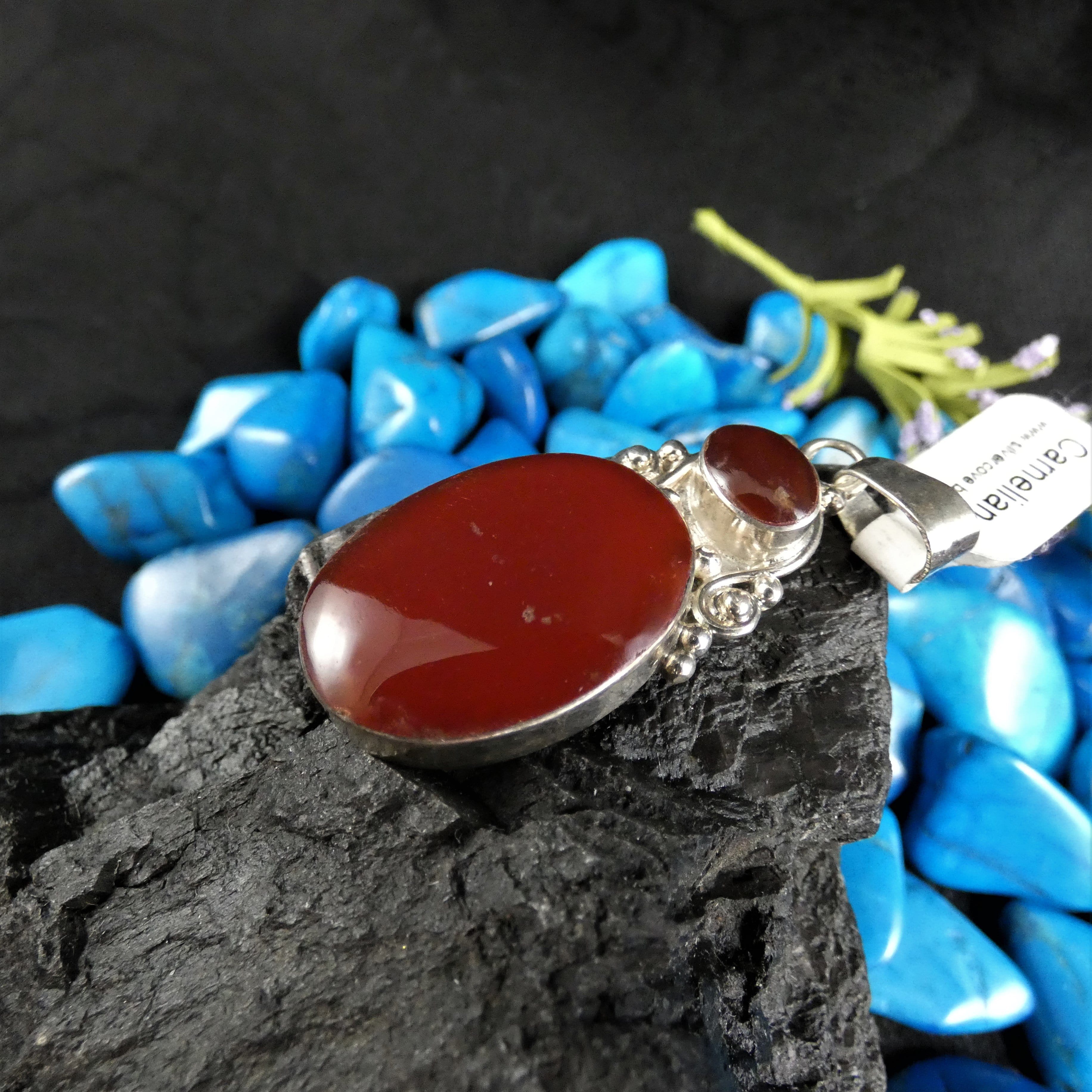 Natural Carnelian Gemstone Sterling Silver Pendant Necklace - Healing Crystal Jewelry for Women, Spiritual Protection & Positive Energy - Perfect for Meditation, Yoga & Everyday Wear