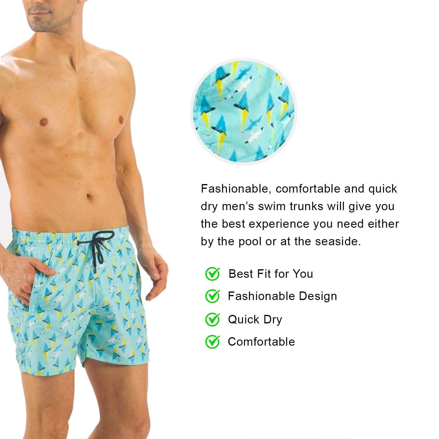 Men's Quick Dry Swim Trunks with Liner - Beach & Pool Essentials