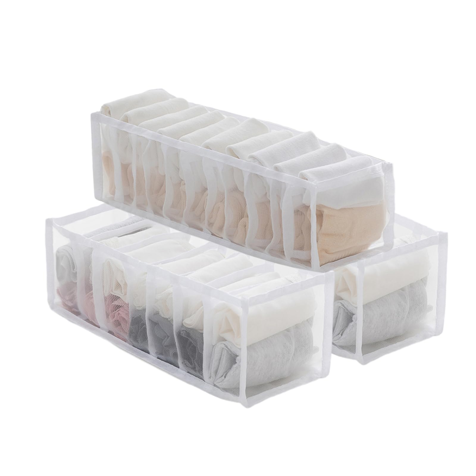 Foldable Drawer Organizer for Underwear, Socks, Ties & Accessories - 3-Piece Set | Space-Saving Closet & Dresser Storage Solution for Bedroom, Dorm & Travel