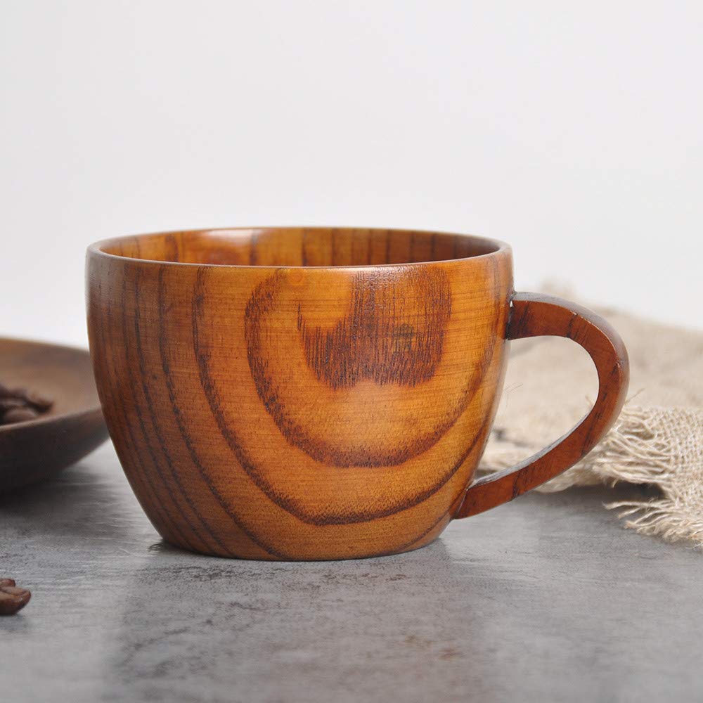 Handmade Natural Wooden Coffee Mug - Eco-Friendly Tea, Beer & Juice Cup with Color Glass & Bottle - Perfect for Home, Office & Outdoor Use