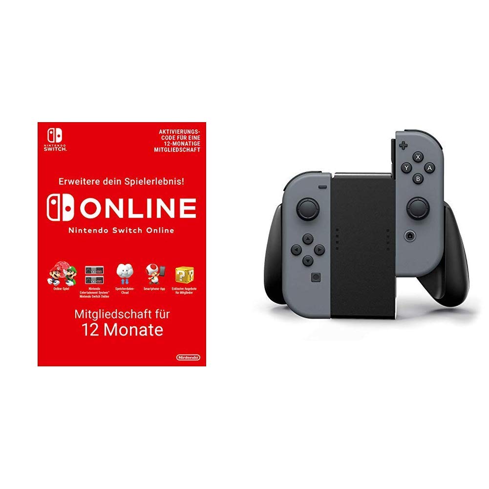 Nintendo Switch Online Membership - 12 Months | Digital Download Code for Nintendo Switch with Joy-Con Comfort Grip (Black) - Perfect for Online Gaming, Multiplayer Sessions & Cloud Saves