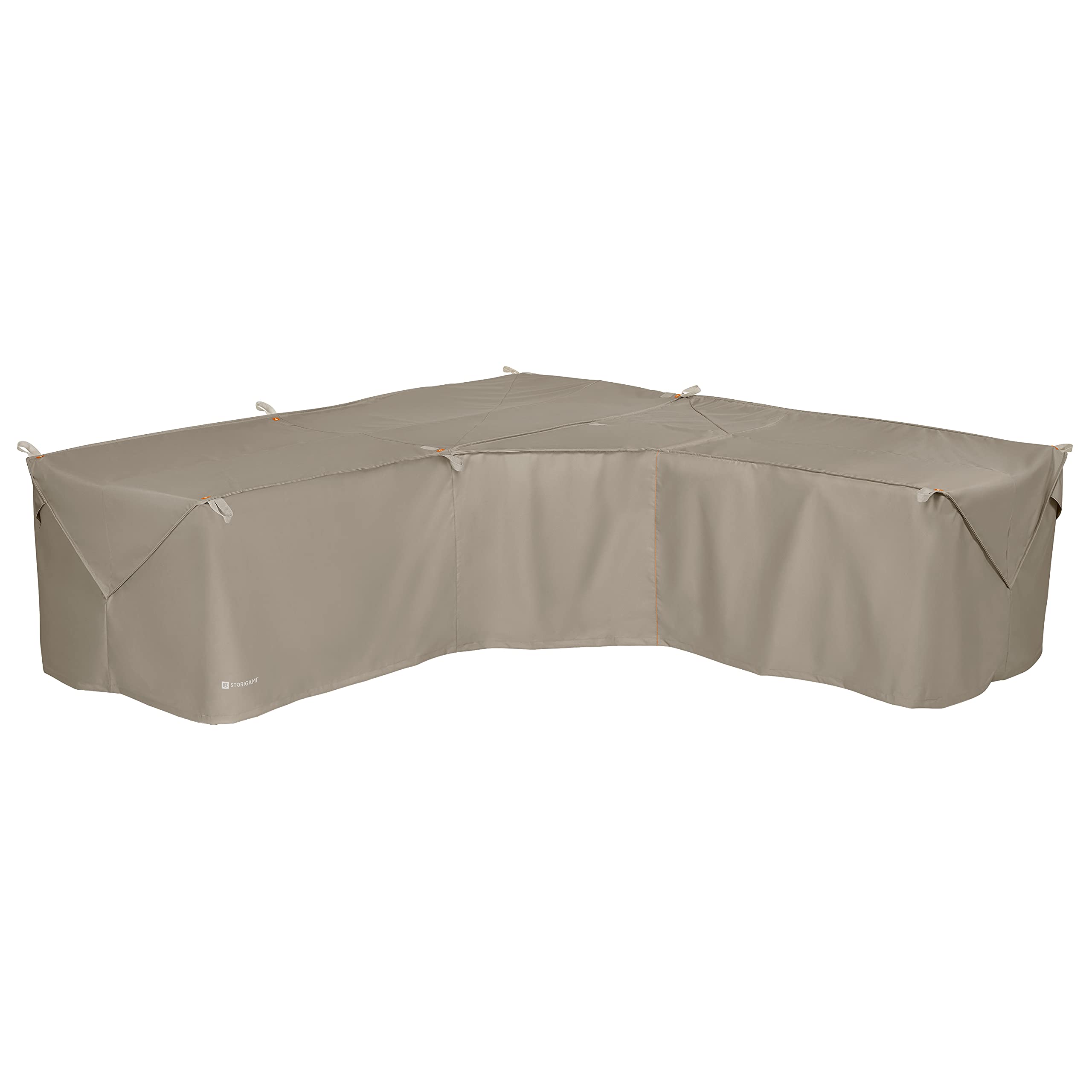 Storigami Water-Resistant 100 Inch V-Shaped Patio Sectional Lounge Cover - Easy Fold Furniture Protector in Goat Tan | Outdoor Sofa Set Cover for Rain, Snow & UV Protection