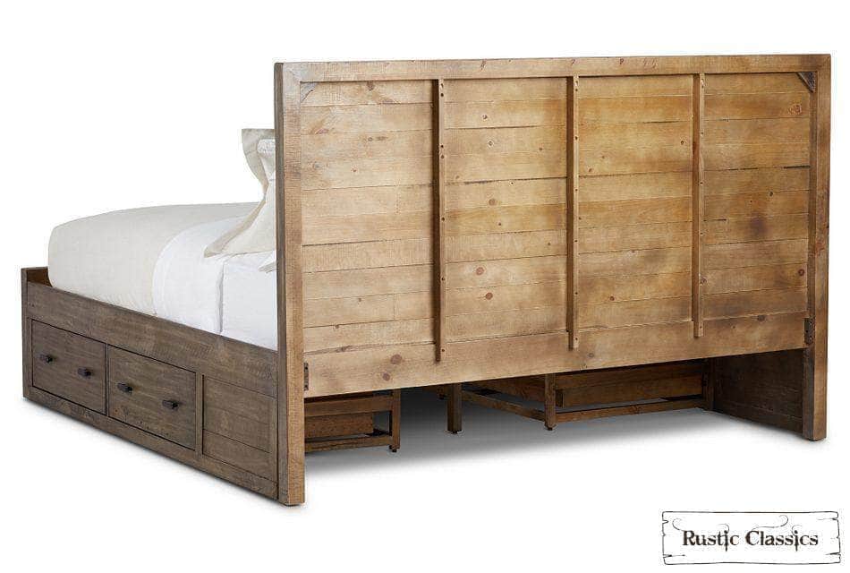 Whistler 4-Piece Reclaimed Wood Storage Platform Bedroom Set in Grey - Queen & King Size Options | Space-Saving Bedroom Furniture for Small Apartments & Modern Homes