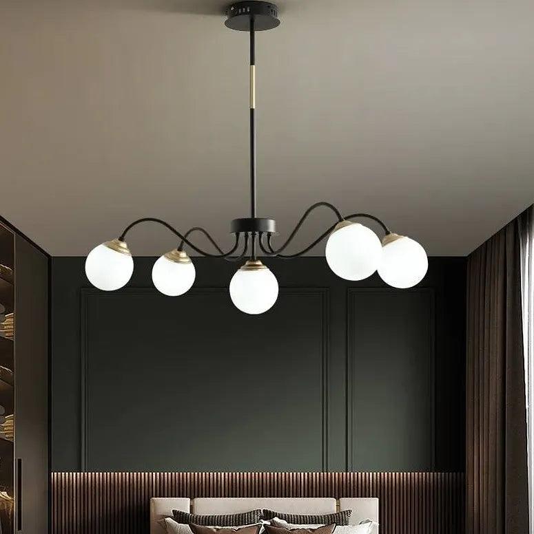 Modern Black Sphere Chandelier for Living Room - Sleek Minimalist Ceiling Light Fixture - Perfect for Dining Areas, Bedrooms & Home Decor