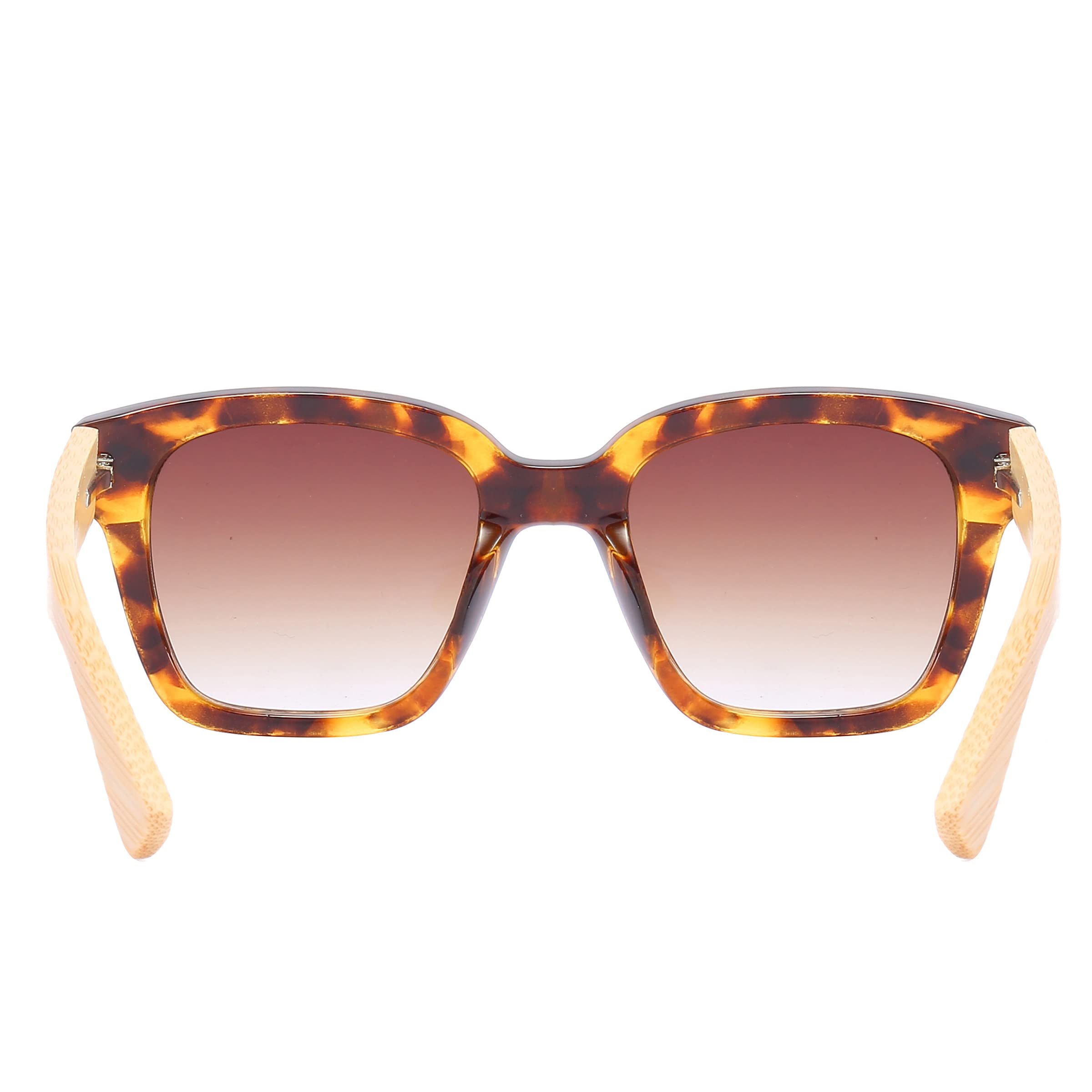 Piranha Square Sunglasses for Women - Demi Frame, Sustainable Bamboo Temples & Gradient Brown Lenses | UV Protection, Fashion Accessory for Beach, Driving & Outdoor Activities