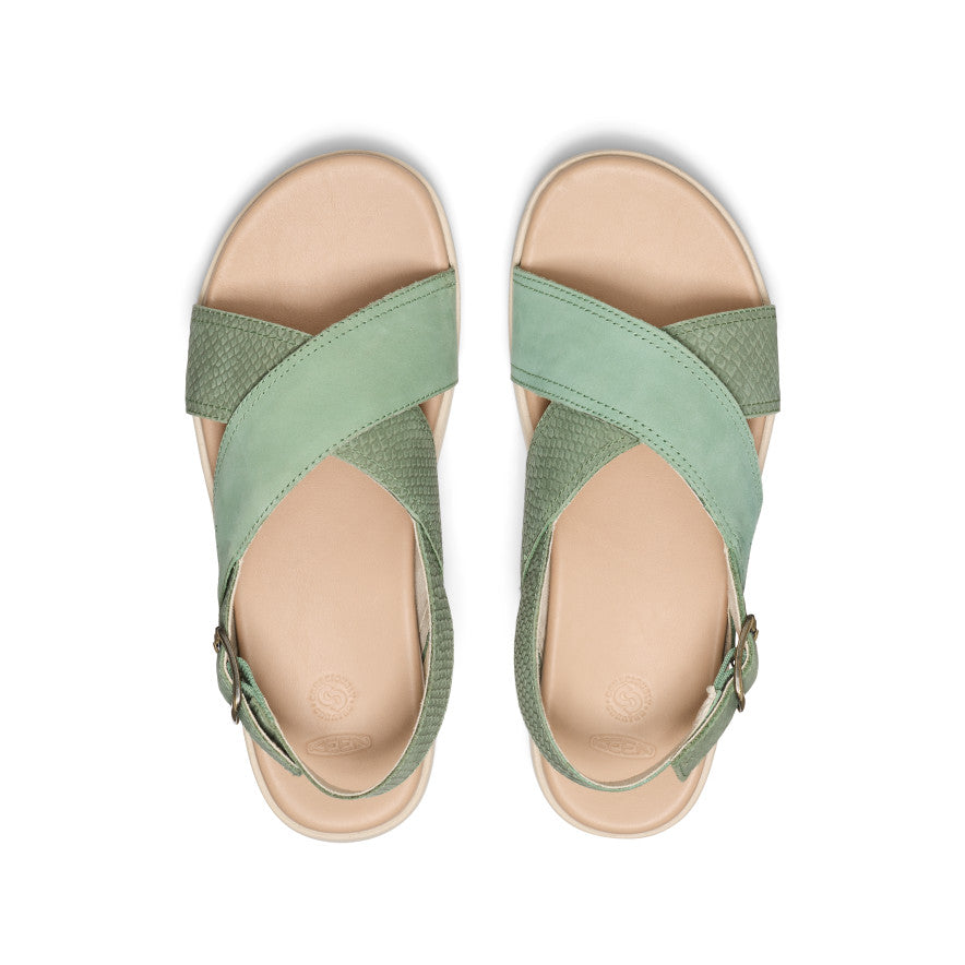 Women's Elle Luxe Cross Strap Sandals - Granite Green | Comfortable Summer Casual Shoes for Beach, Vacation & Outdoor Walking