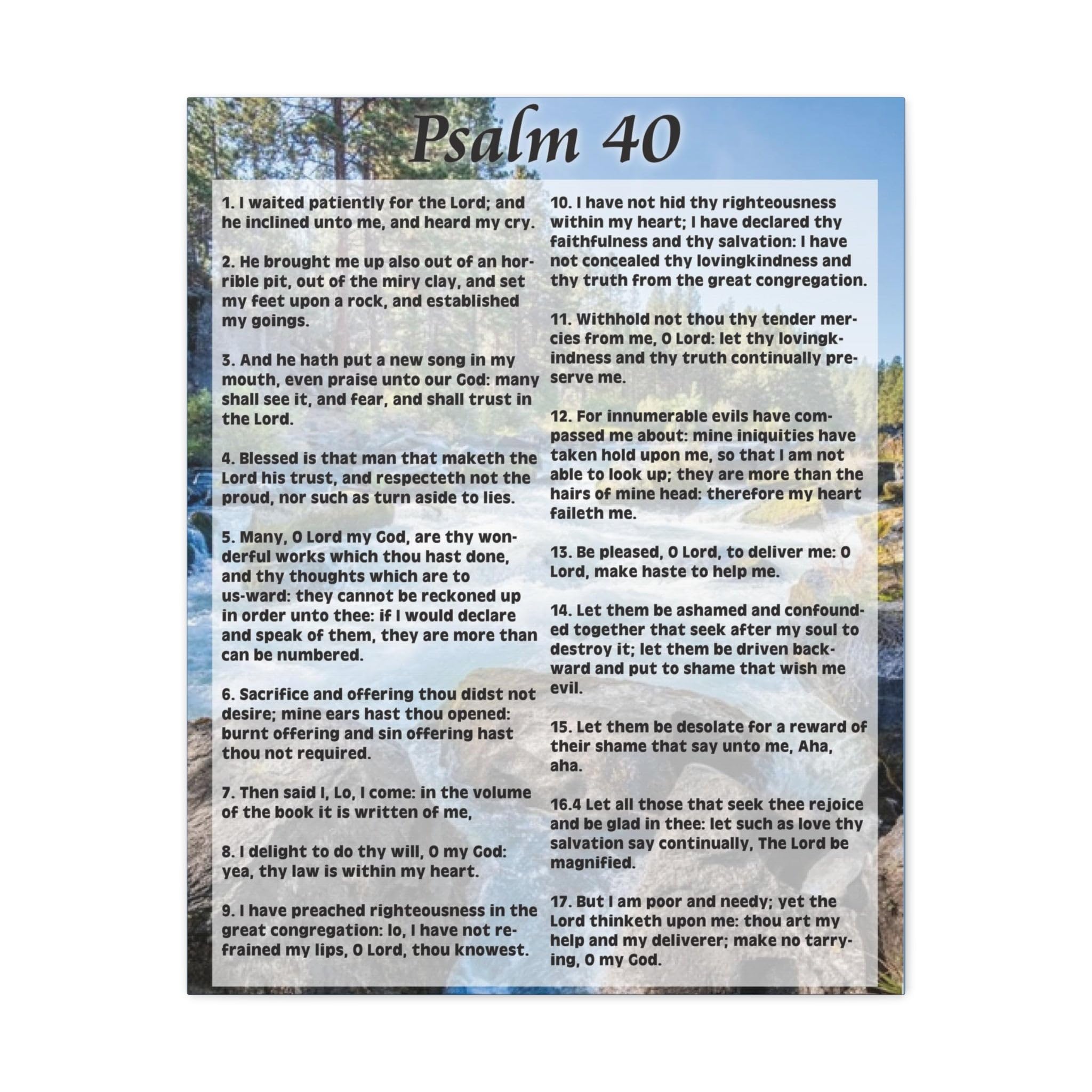 Beautiful Bible Art Canvas - Psalm 40 'My Deliverer Heard Me' - Inspirational Christian Wall Decor for Home, Church & Office - Perfect Gift for Weddings, Baptisms & Religious Occasions