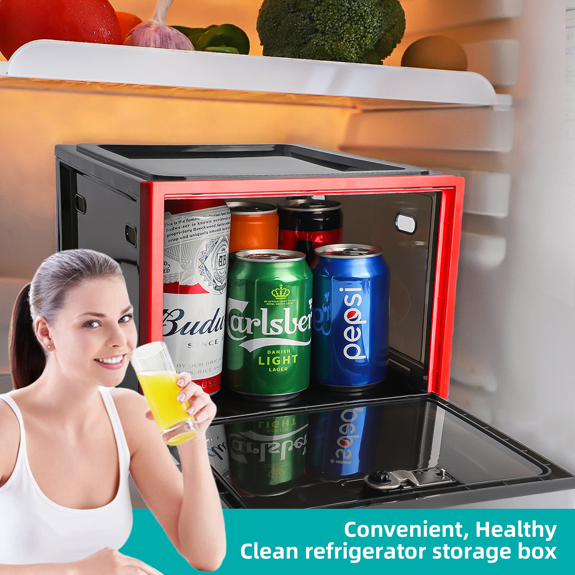 Secure Medicine Lock Box with Combination - Childproof Refrigerator Lockable Storage for Pills, First Aid Supplies & Valuables - Clear Organizer Bin for Medications, iPad, Tablet & Phone - Ideal for Home, Office & Travel Safety