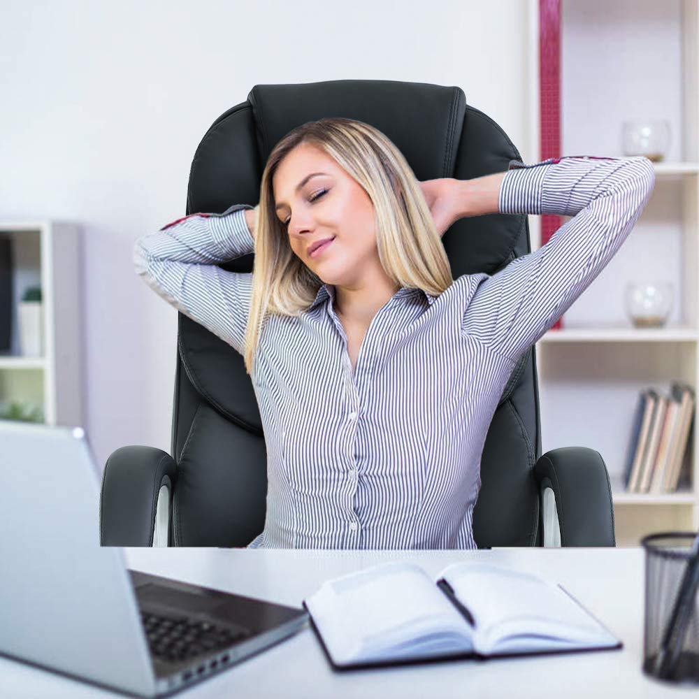 Ergonomic Office Chair with Lumbar Support & Massage Function - Adjustable High Back PU Leather Desk Chair, Rolling Swivel & Armrests for Home Office, Gaming, Study & Workspace Comfort