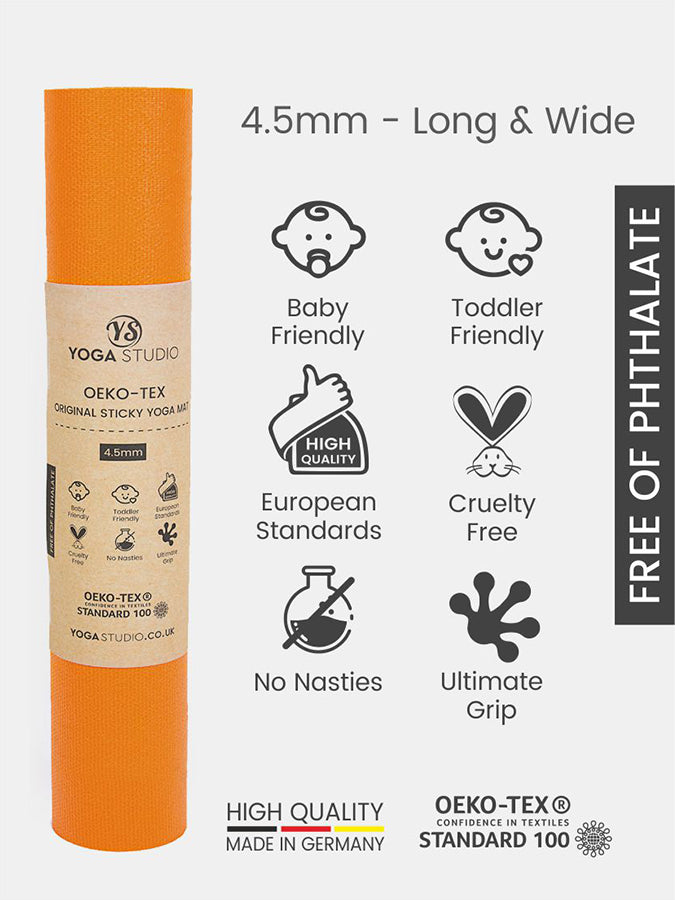 Eco-Friendly Oeko Tex Certified 4.5mm Extra Long & Wide Yoga Mat for Home & Studio Practice - Perfect for Hot Yoga, Pilates, and Meditation