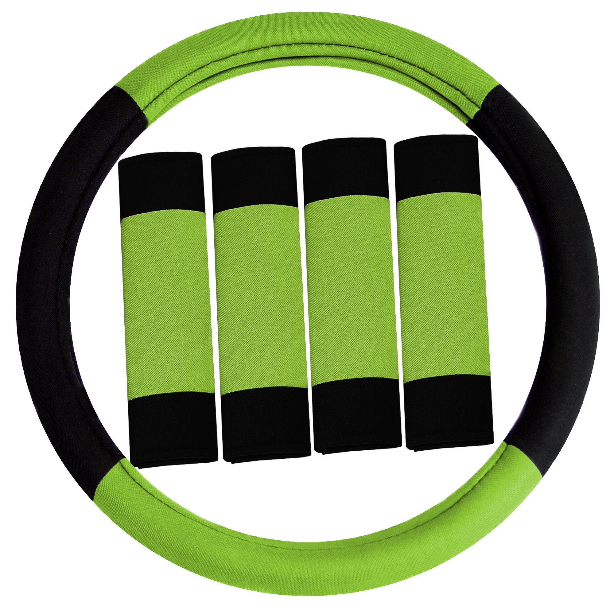 Premium FH Group Car Seat Covers - Breathable Full Set Green Striped Design | Universal Fit for Cars, Trucks & SUVs | Airbag Compatible & Split Rear Seat | Durable Interior Accessories for Daily Commute & Road Trips