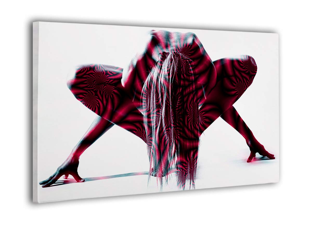 Sexy Nude Woman in Red Canvas Wall Art - 24x48 Inch Erotic Prints for Bedroom & Living Room Decor - Modern Home & Office Wall Decor