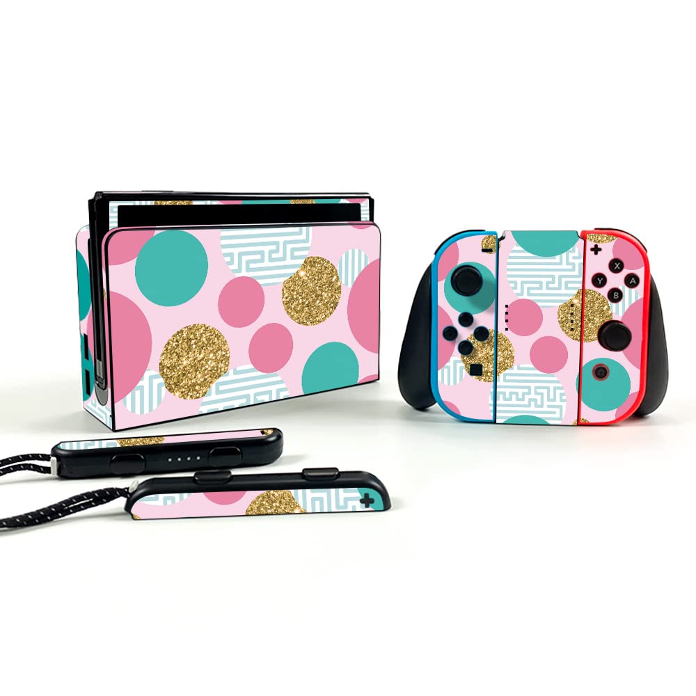 MightySkins Protective Vinyl Decal Wrap Cover for Nintendo Switch OLED - Golden Bubbles Design | Durable, Easy to Apply & Remove | Made in USA | Perfect for Gaming, Travel & Customization