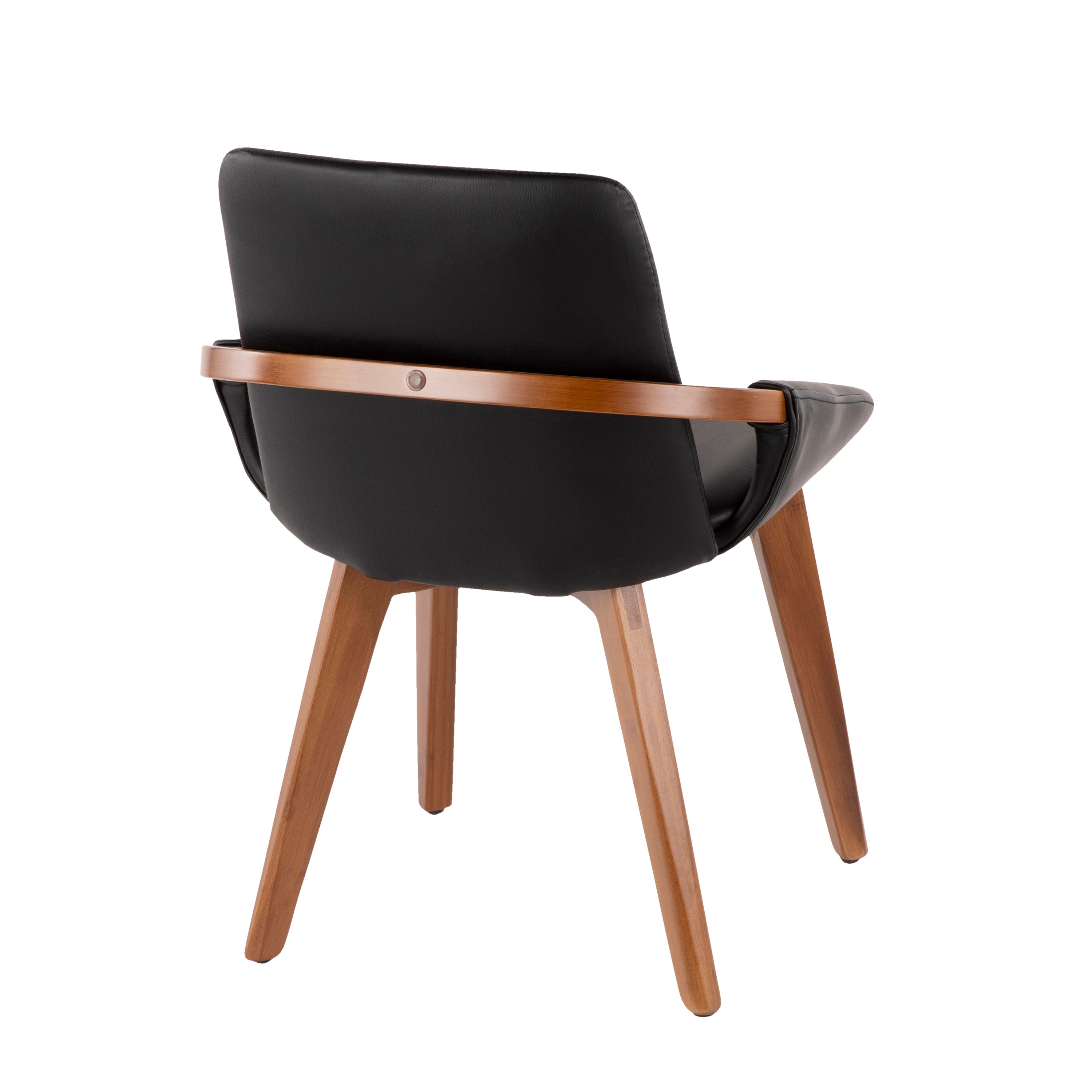 LumiSource Cosmo Mid Century Modern Chair - Walnut Wood Frame with Black Faux Leather Upholstery - Perfect for Living Room, Office or Reading Nook