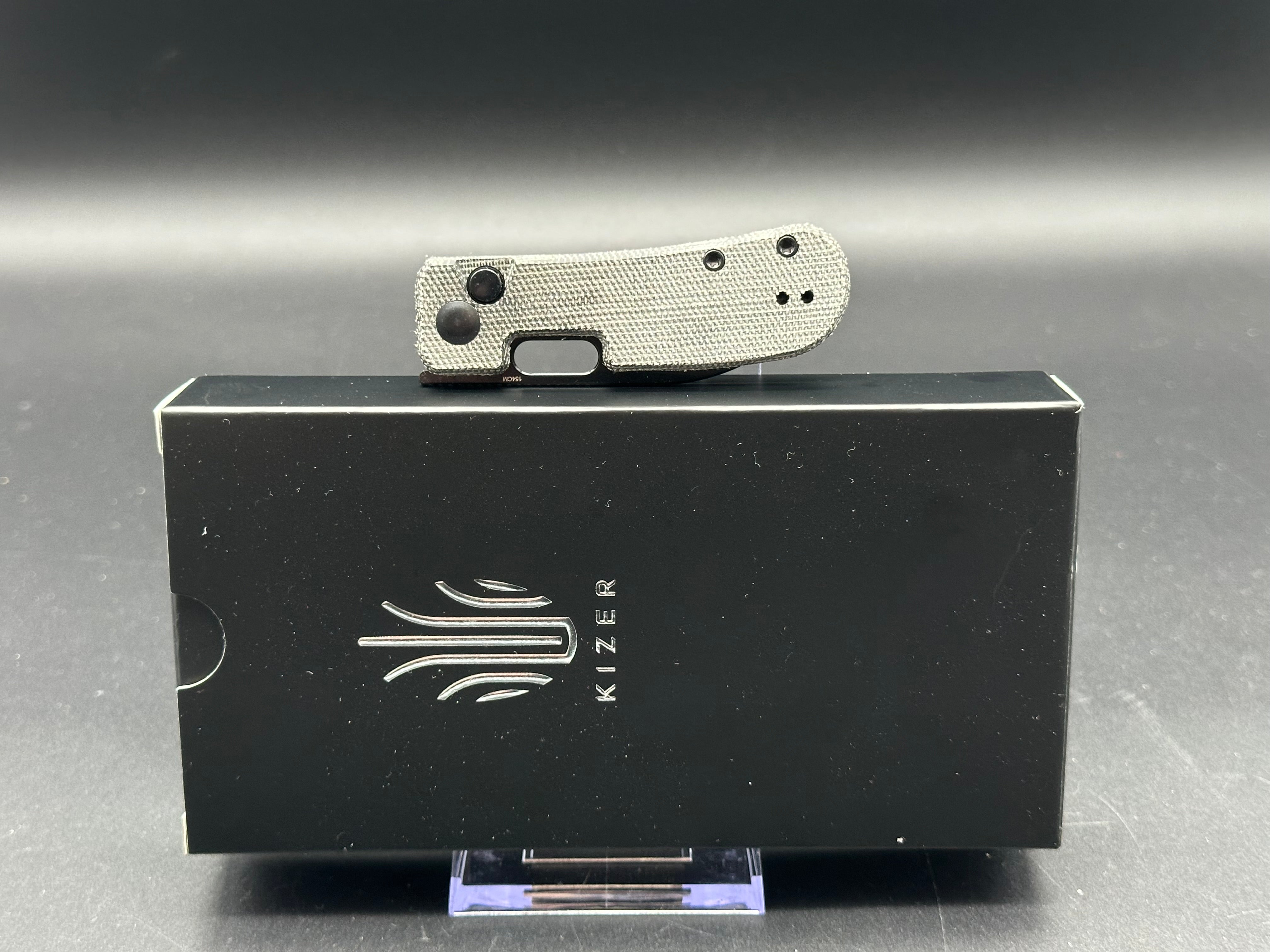 KIZER BANISH Folding Pocket Knife - 154CM Stainless Steel Blade, Button Lock, Micarta Handle - EDC, Camping, Outdoor Survival Gear