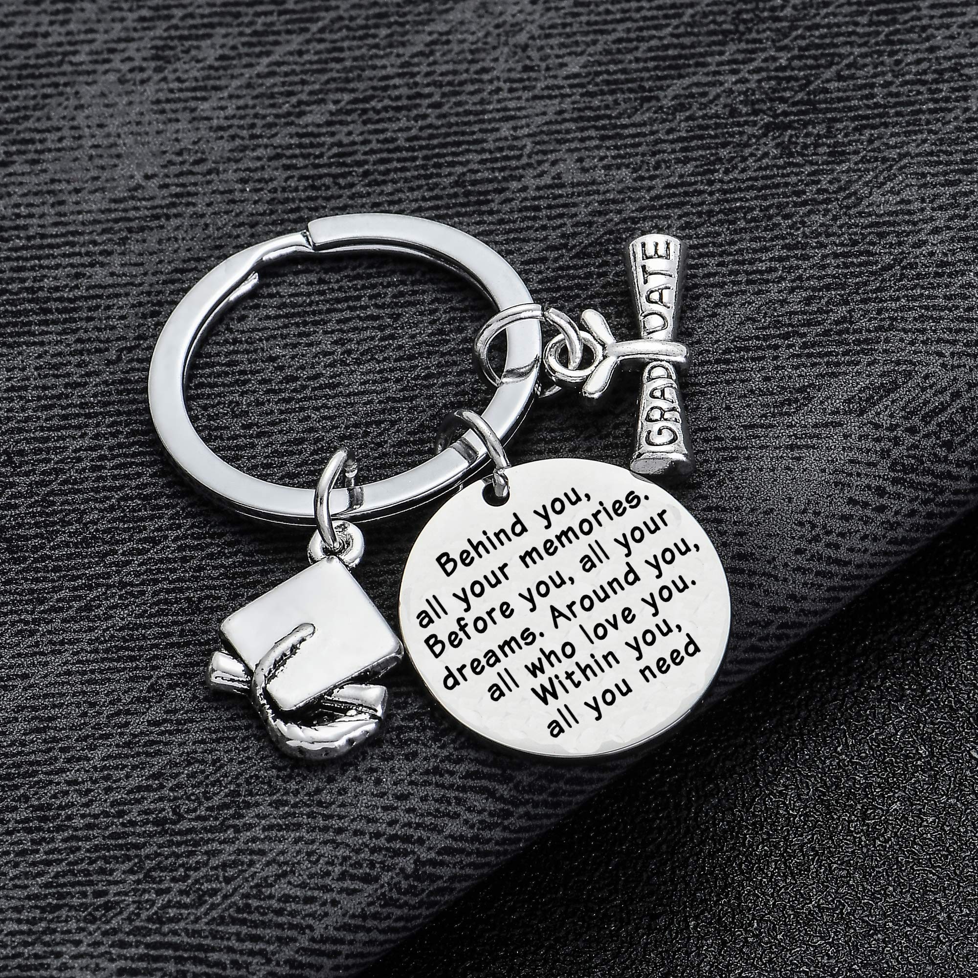 BESPMOSP Graduation Keychain Gift - 'Behind You All Your Memories, Before You All Your Dreams' - Perfect College Graduation Present for Students, Friends & Family - Ideal for Commencement, Yearbooks & Memory Keepsakes