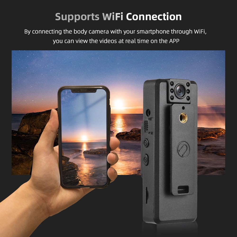 4K Mini Body Camera with Audio & Video Recording - Wearable WiFi Camcorder with 180° Rotatable Lens, Night Vision & Warning Lights - Magnetic Clip for Personal Security, Travel Vlogging & Outdoor Adventures