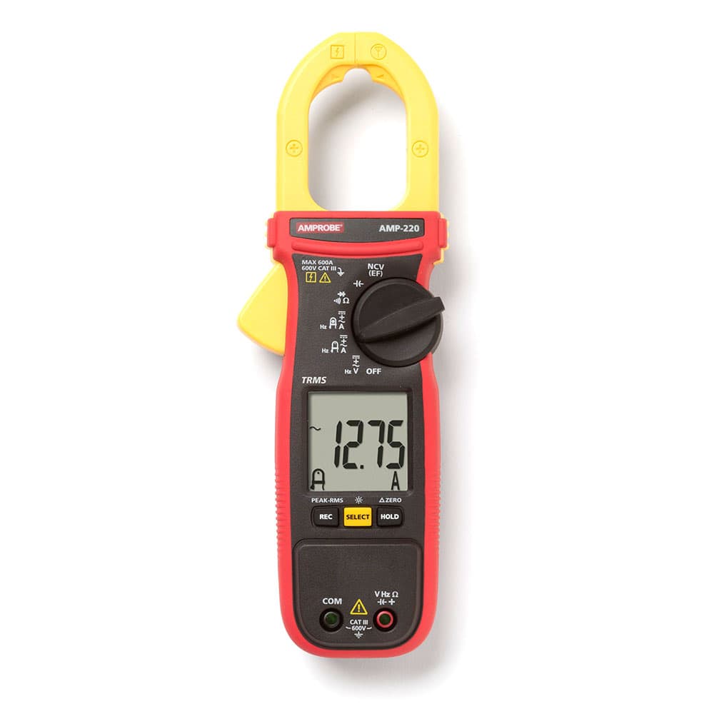 Amprobe 4560543 AMP 220 600V/600A TRMS AC/DC Clamp Multimeter with Amp Tip - CAT II Rated Electrical Tester for HVAC, Automotive & Industrial Use