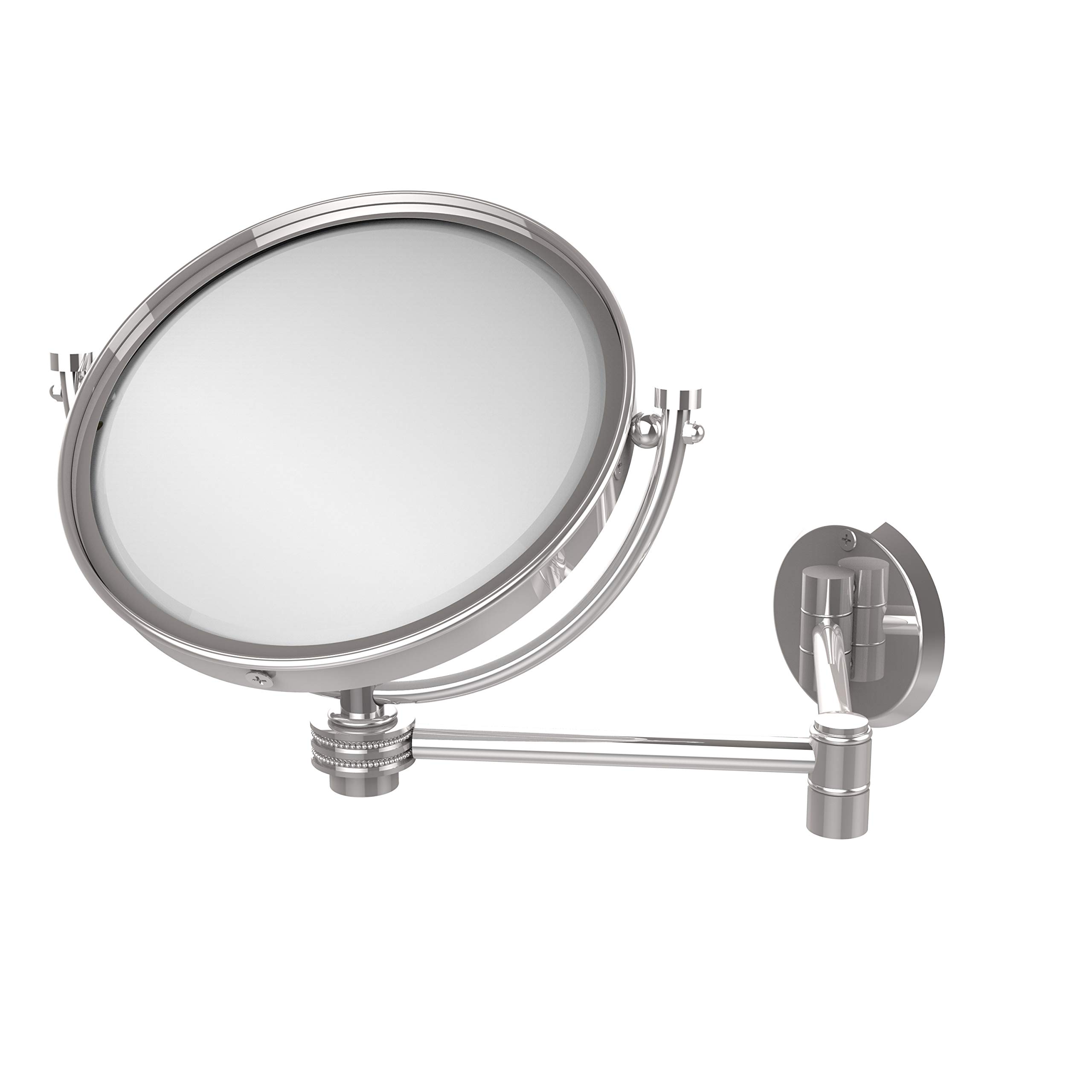 Allied Brass WM-6D/3X-PC 8 Inch Wall Mounted Extendable 3X Magnification Makeup Mirror with Dotted Accent - Polished Chrome Finish for Bathroom Vanity & Dressing Room