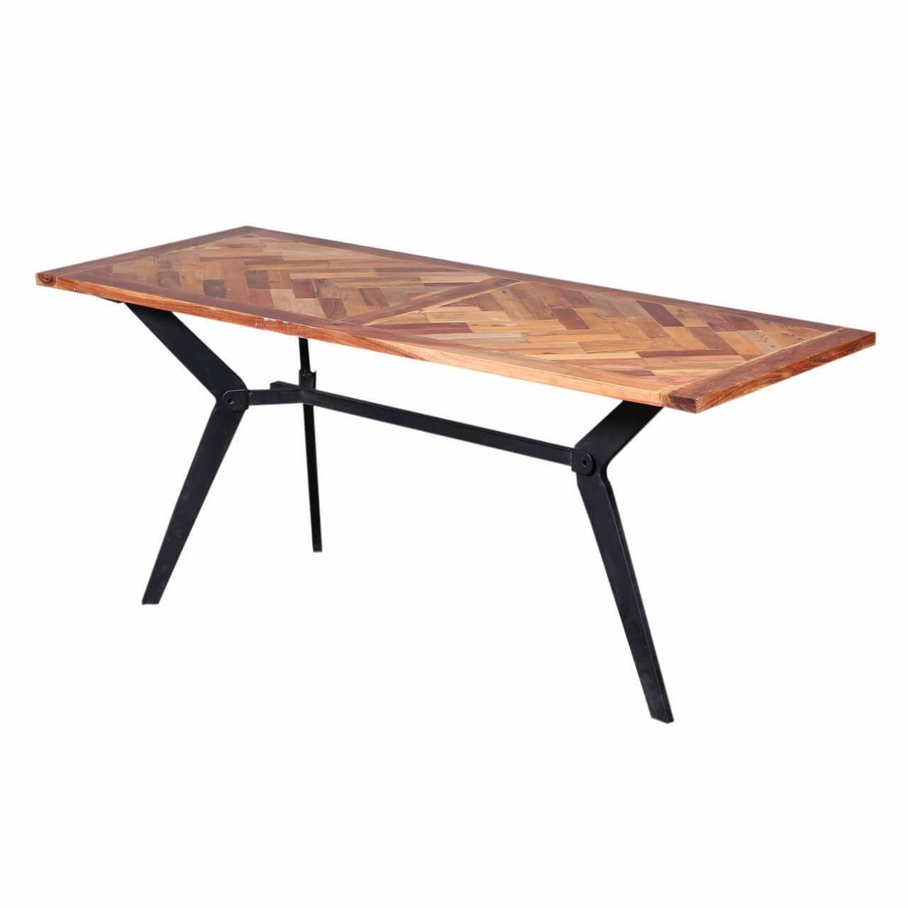 Rustic Reclaimed Wood Dining Table with Iron Base - Farmhouse Style Kitchen Table for Dining Room, Kitchen, or Outdoor Patio