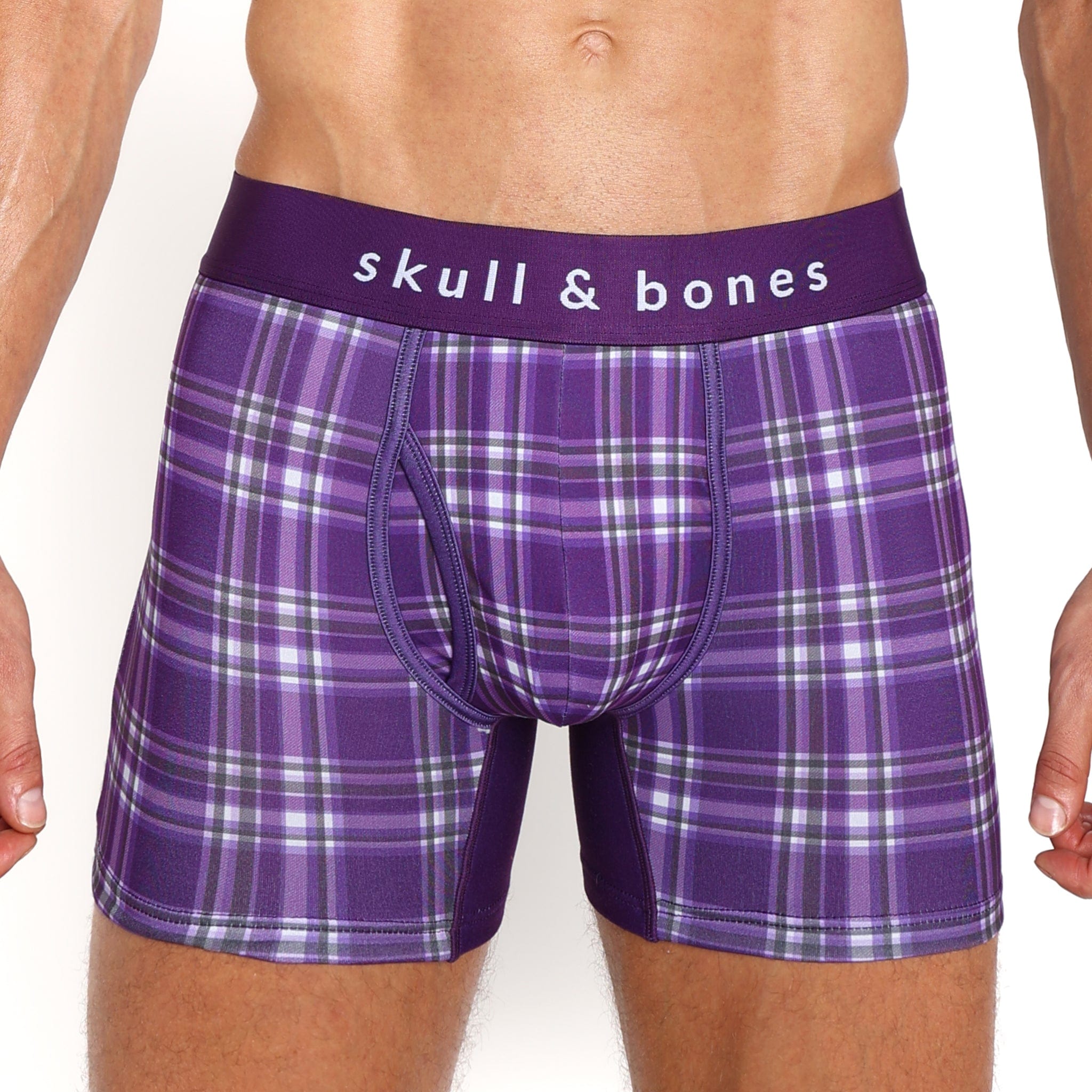 Men's Purple Tartan Plaid Boxer Briefs - Soft Cotton Underwear for Comfort & Style - Perfect for Casual Wear, Workout & Everyday Use