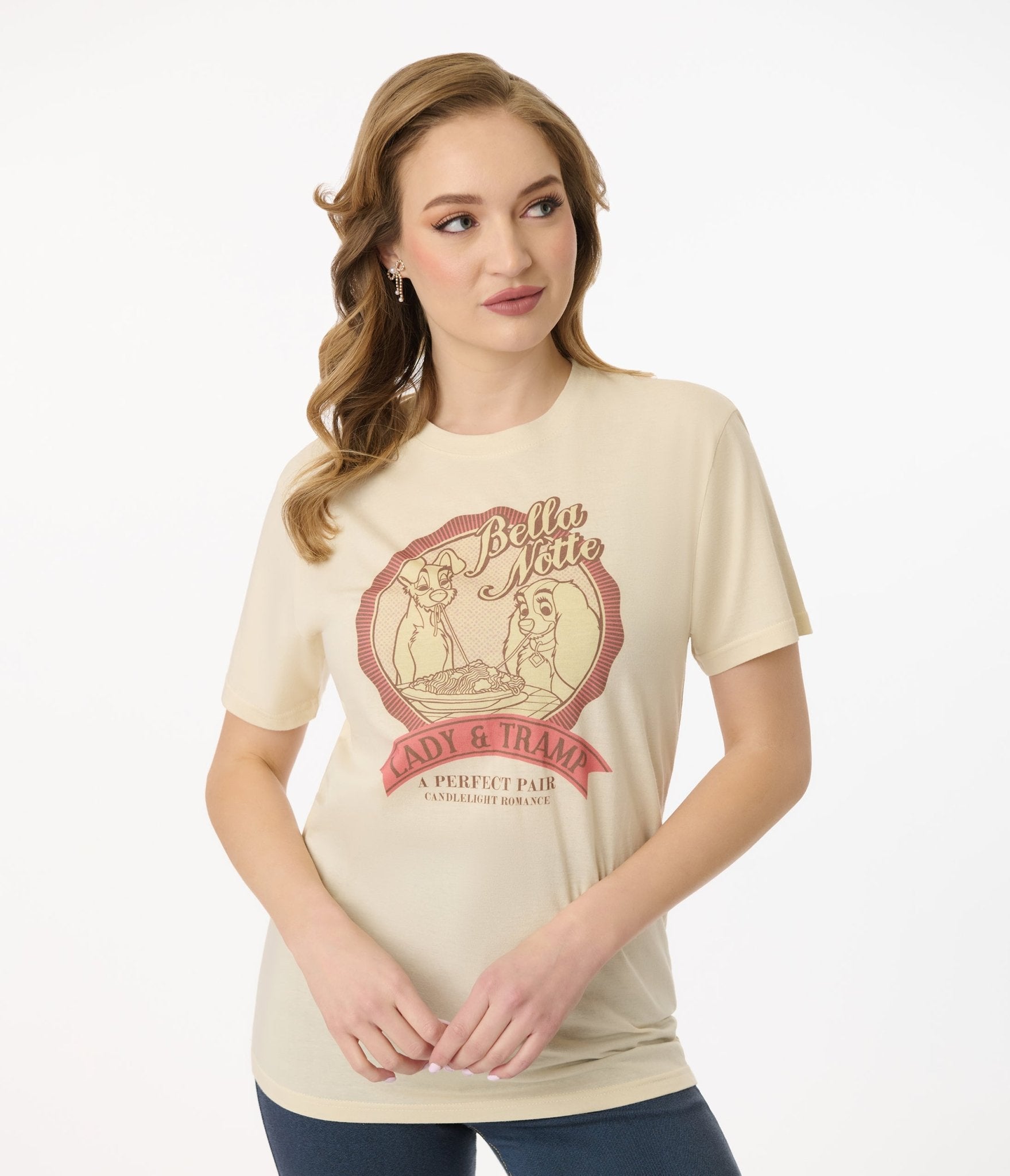 Disney The Lady & The Tramp Bella Notte Graphic Tee - Vintage Inspired Unisex T-Shirt for Disney Fans, Couples & Movie Lovers | Perfect for Date Nights, Disneybounding & Casual Wear