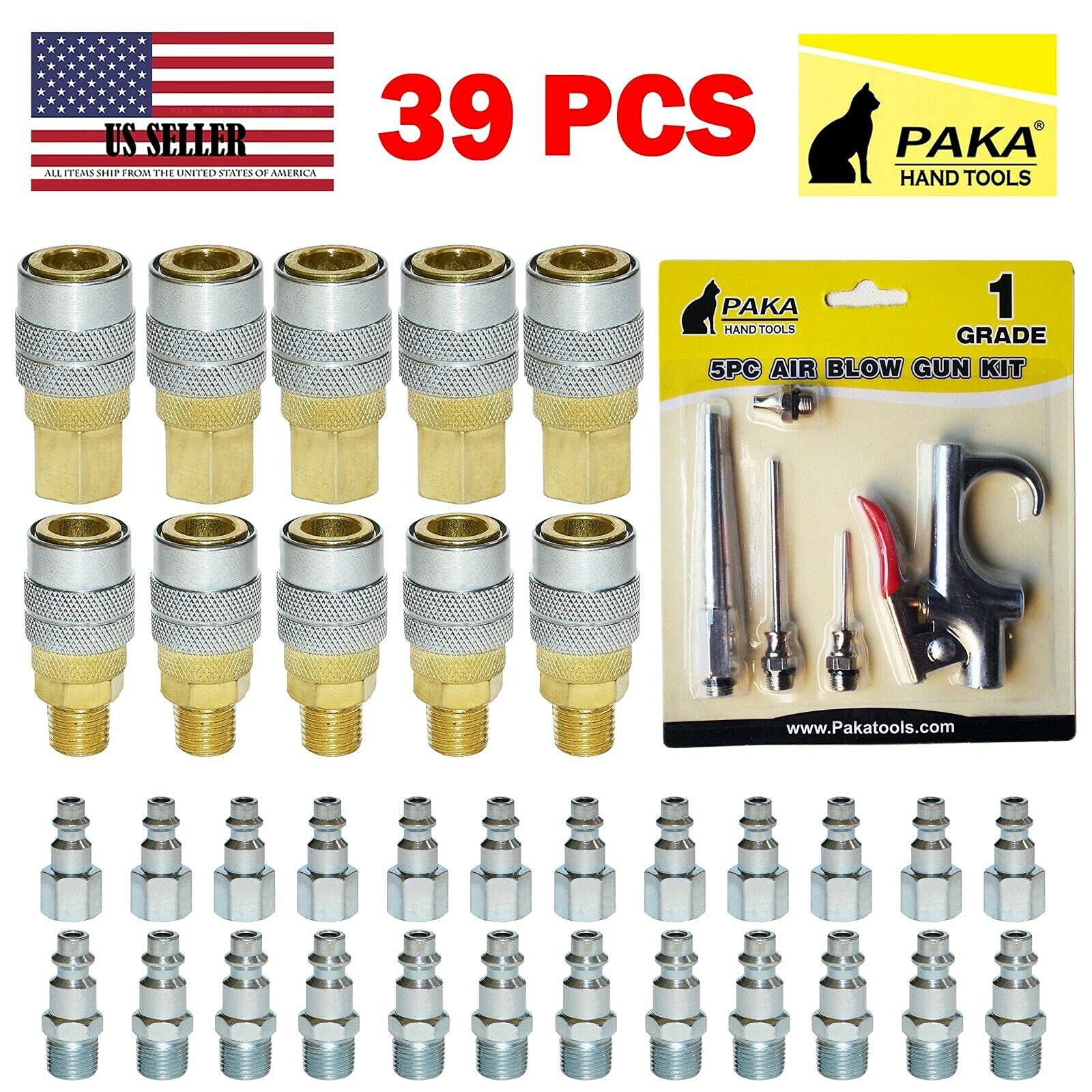 39-Piece Heavy Duty Brass & Steel Quick Coupler Set - 1/4