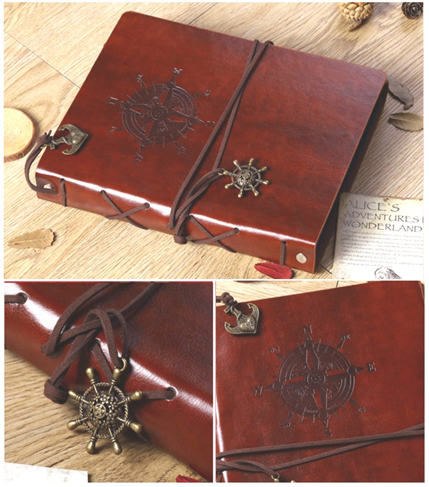 Pirate Theme DIY Scrapbook Album - Handmade Leatherette Cover with Self-Adhesive Pages for Photo Memories (Brown) | Perfect for Kids' Crafts, Family Keepsakes & Creative Scrapbooking Projects
