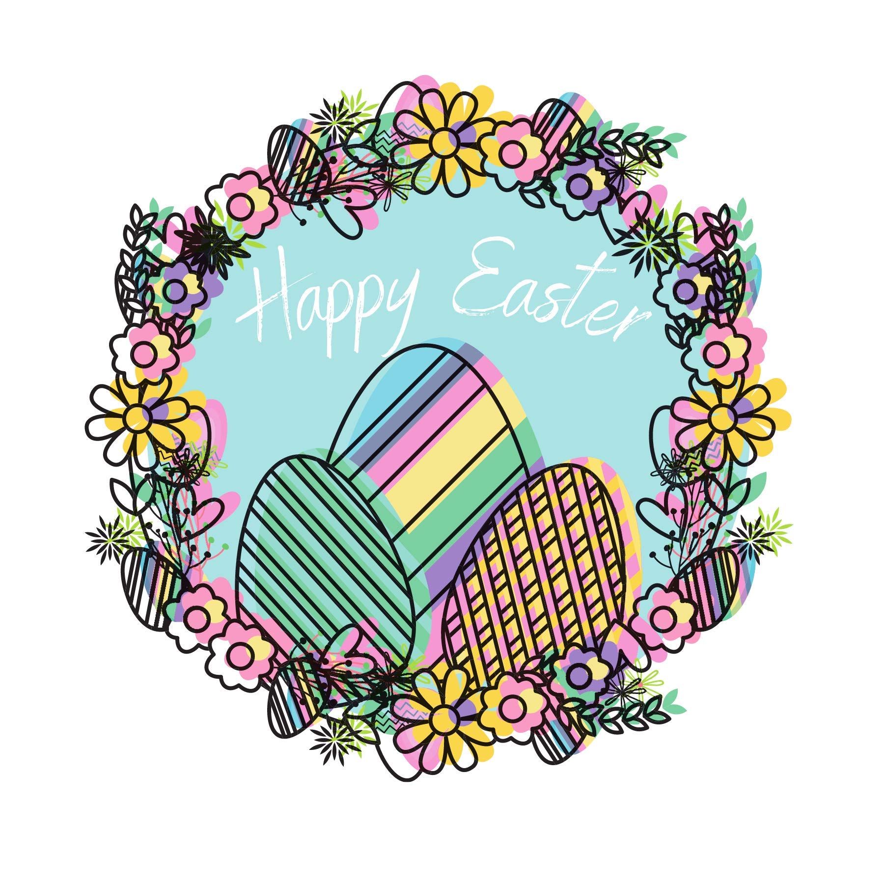 Happy Easter Floral Spring Wreath Car Magnet - 5.5 Inch Decorative Magnetic Decal for Lockers, Fridge, Mailbox - Perfect for Holiday Decorations, Home & Office Decor