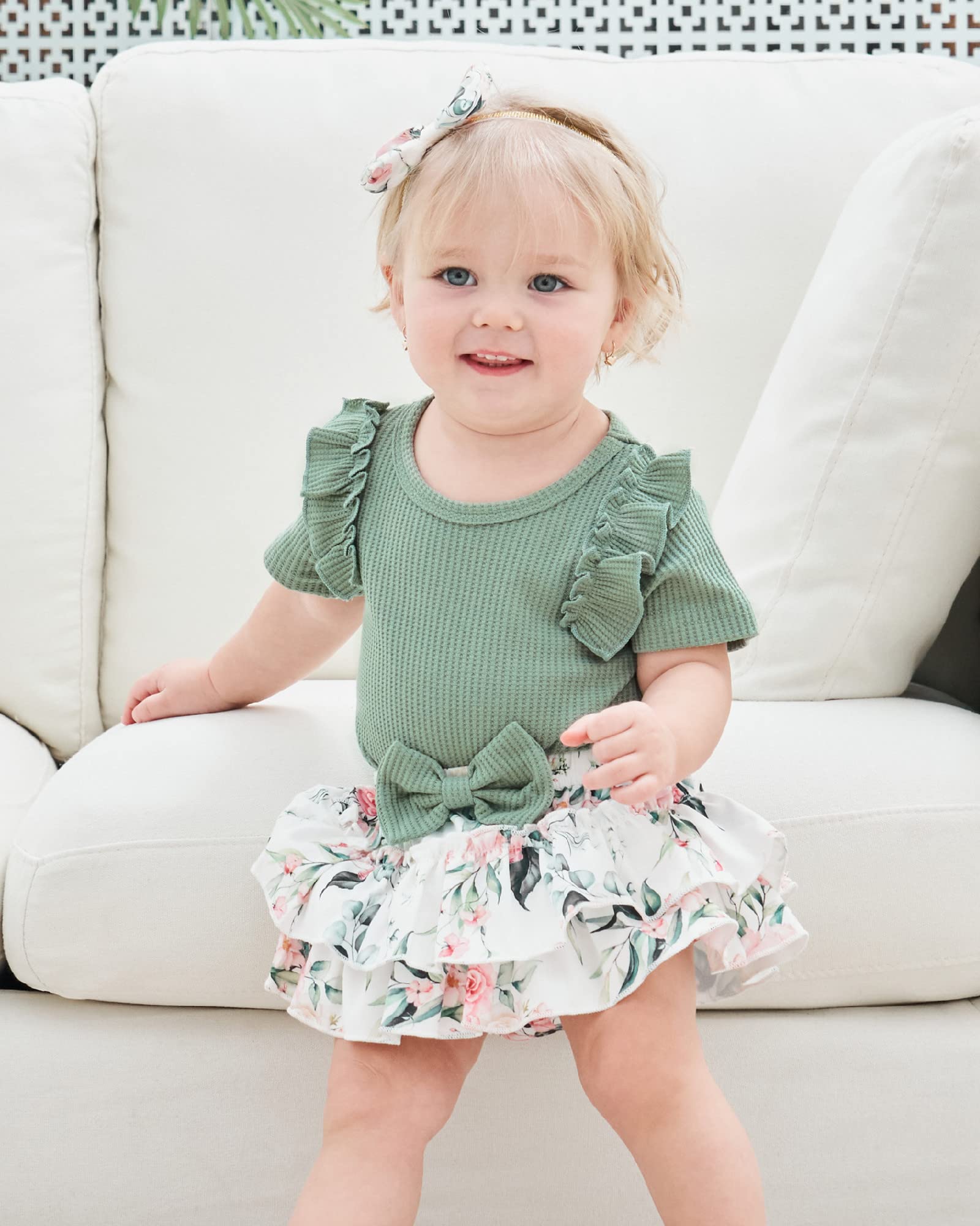 Mioglrie Newborn Baby Girl Clothes Set - Floral Romper & Shorts Outfit for Summer | Cute Infant Toddler Dresses | Perfect for Playdates, Beach Trips & Photo Shoots
