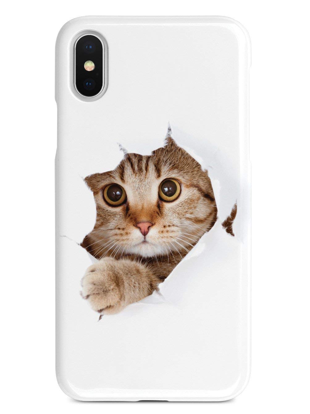 Inspired Cases - iPhone X/Xs Compatible 3D Textured Protective Phone Cover - Cute Peek-a-Boo Kitty Design - Perfect for Daily Use, Travel & Gift Giving