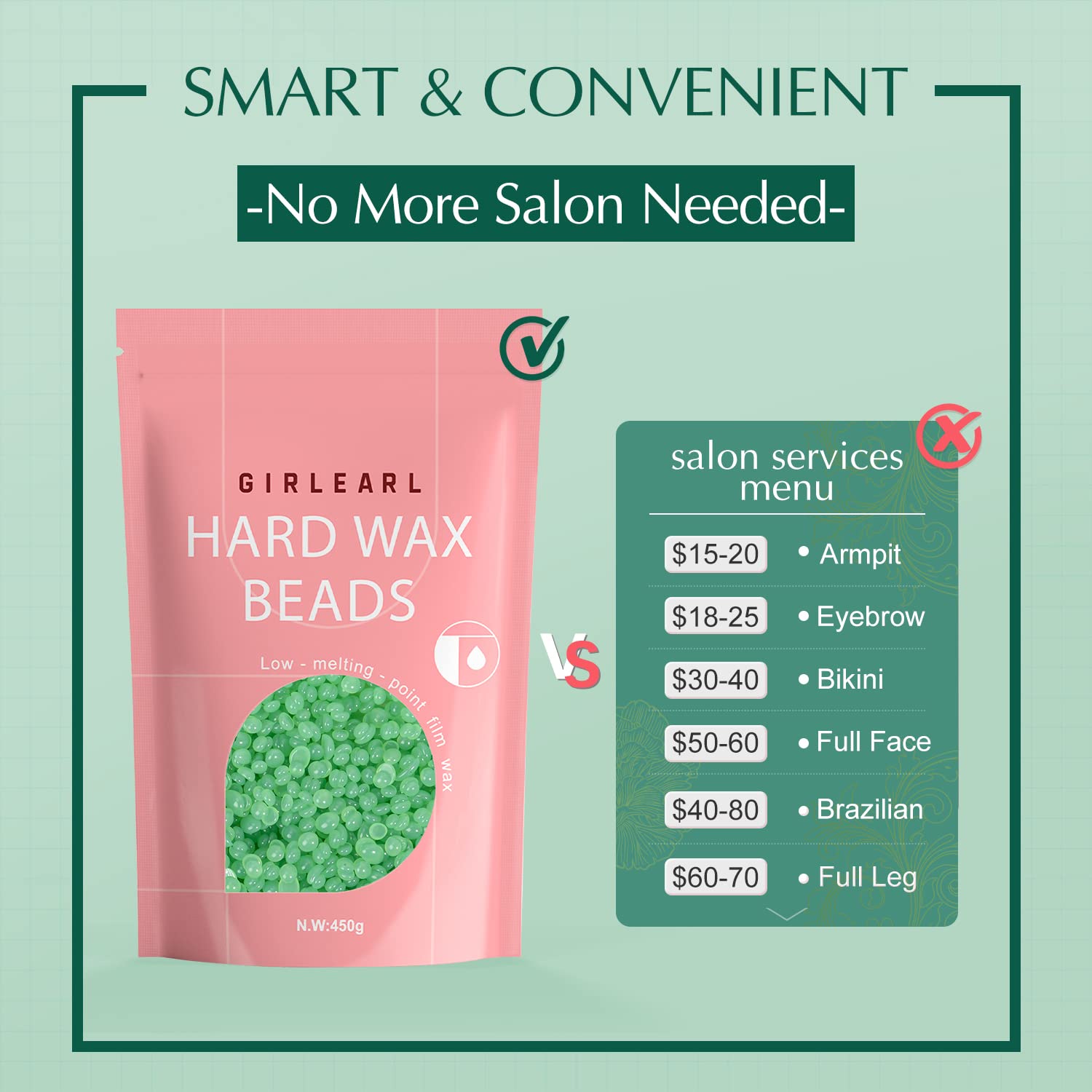 1lb Wax Beads for Hair Removal - Aloe Vera Formula for Sensitive Skin, Eyebrow, Brazilian Bikini, Legs & Face | At-Home Waxing Kit for Smooth Skin | Perfect for DIY Salon, Spa & Beauty Treatments
