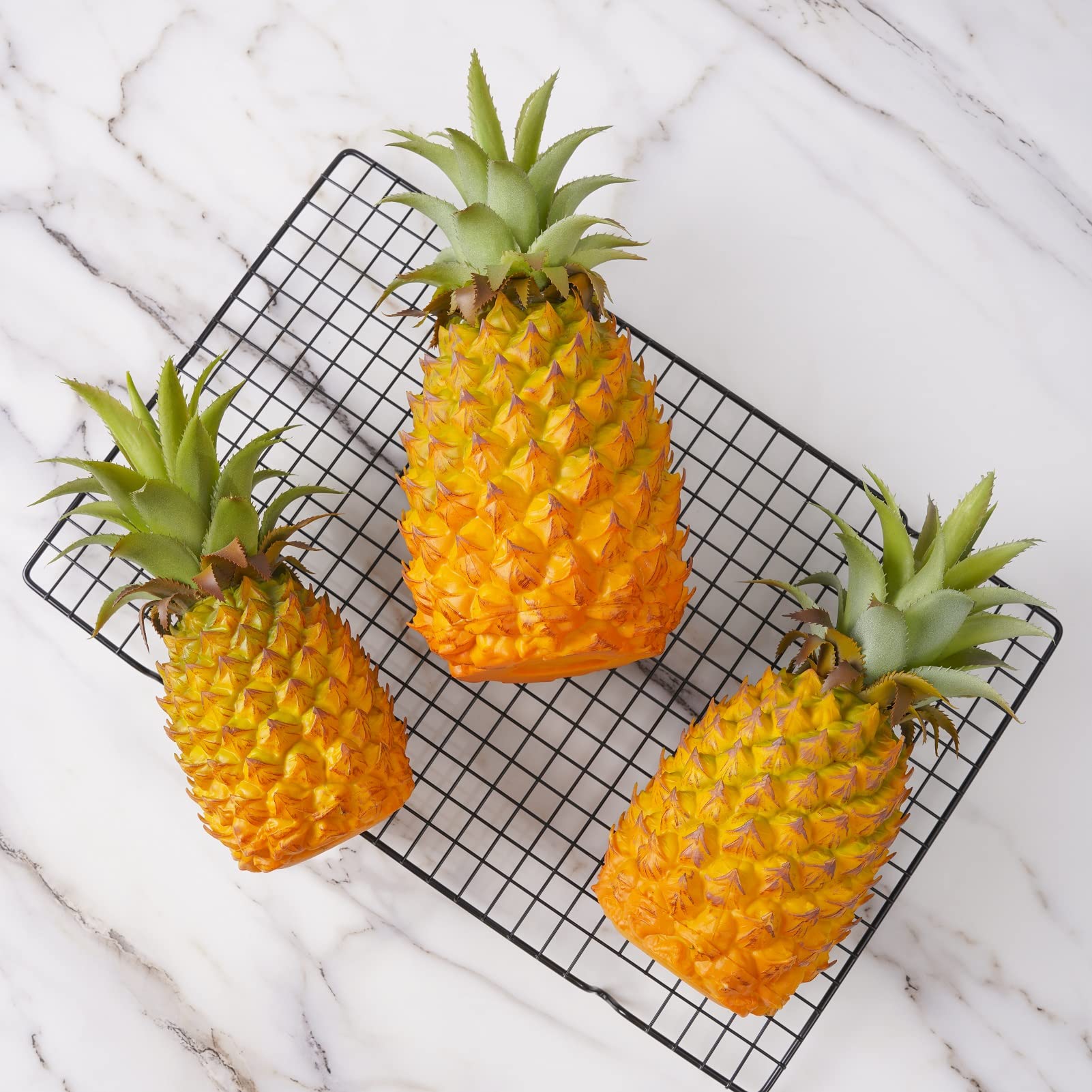 2 Pack Artificial Pineapple Decor - Realistic Fake Pineapple Fruit for Home Decor, Kitchen, Party & Photography Props | Eco-Friendly Simulation Fruit | Yellow Large Size - Perfect for Tropical Theme Parties, Table Centerpieces & Instagram Photos
