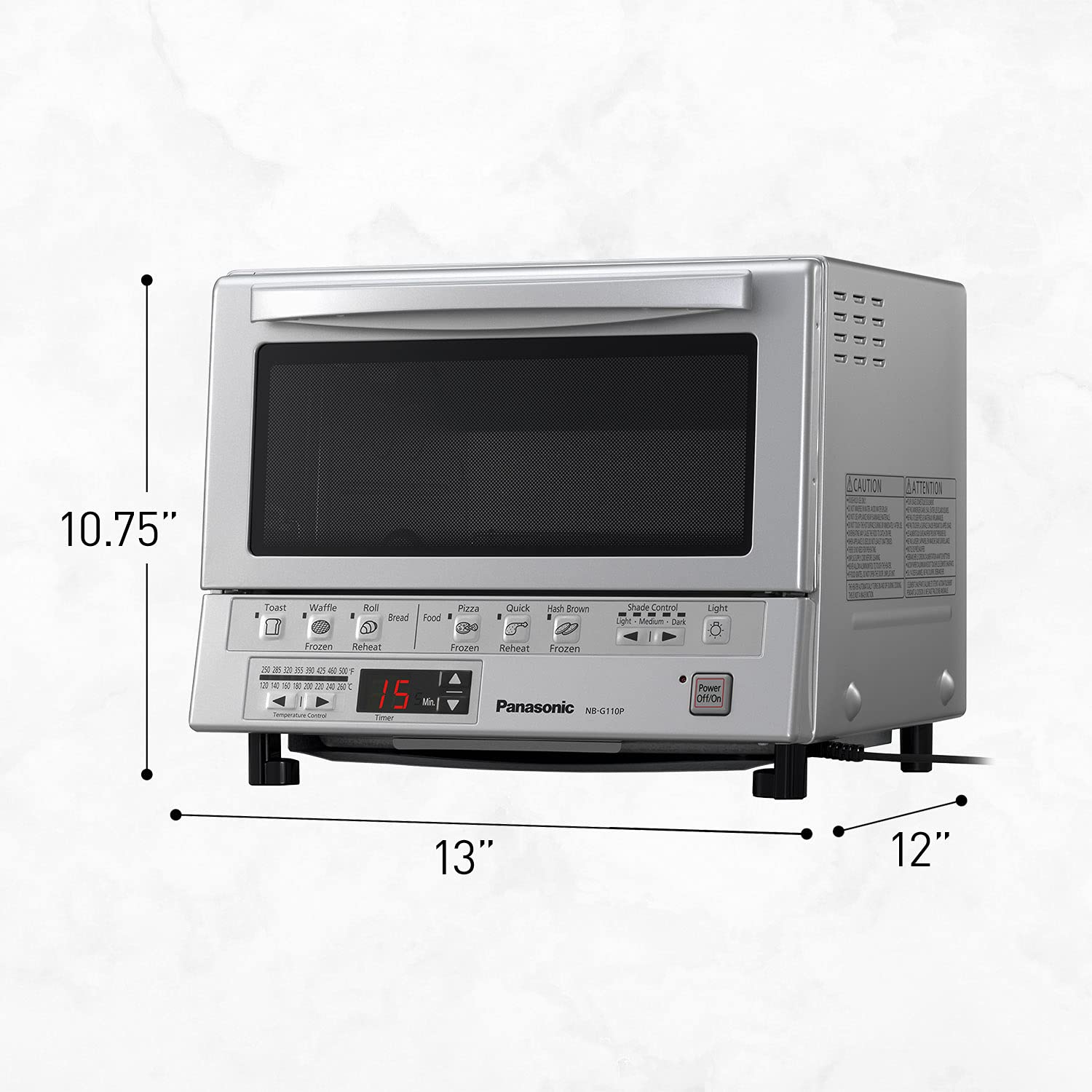 Panasonic FlashXpress Toaster Oven - 1300W Countertop Convection Oven with Double Infrared Heating, Removable 9-inch Baking Tray, Compact Size (12x13x10.25