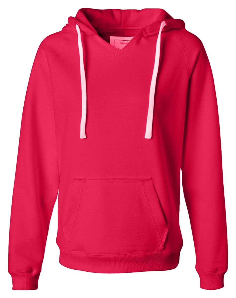 J. America Women's Brushed V-Neck Hooded Fleece Sweatshirt - Soft Cozy Pullover for Casual Wear, Lounge & Outdoor Activities
