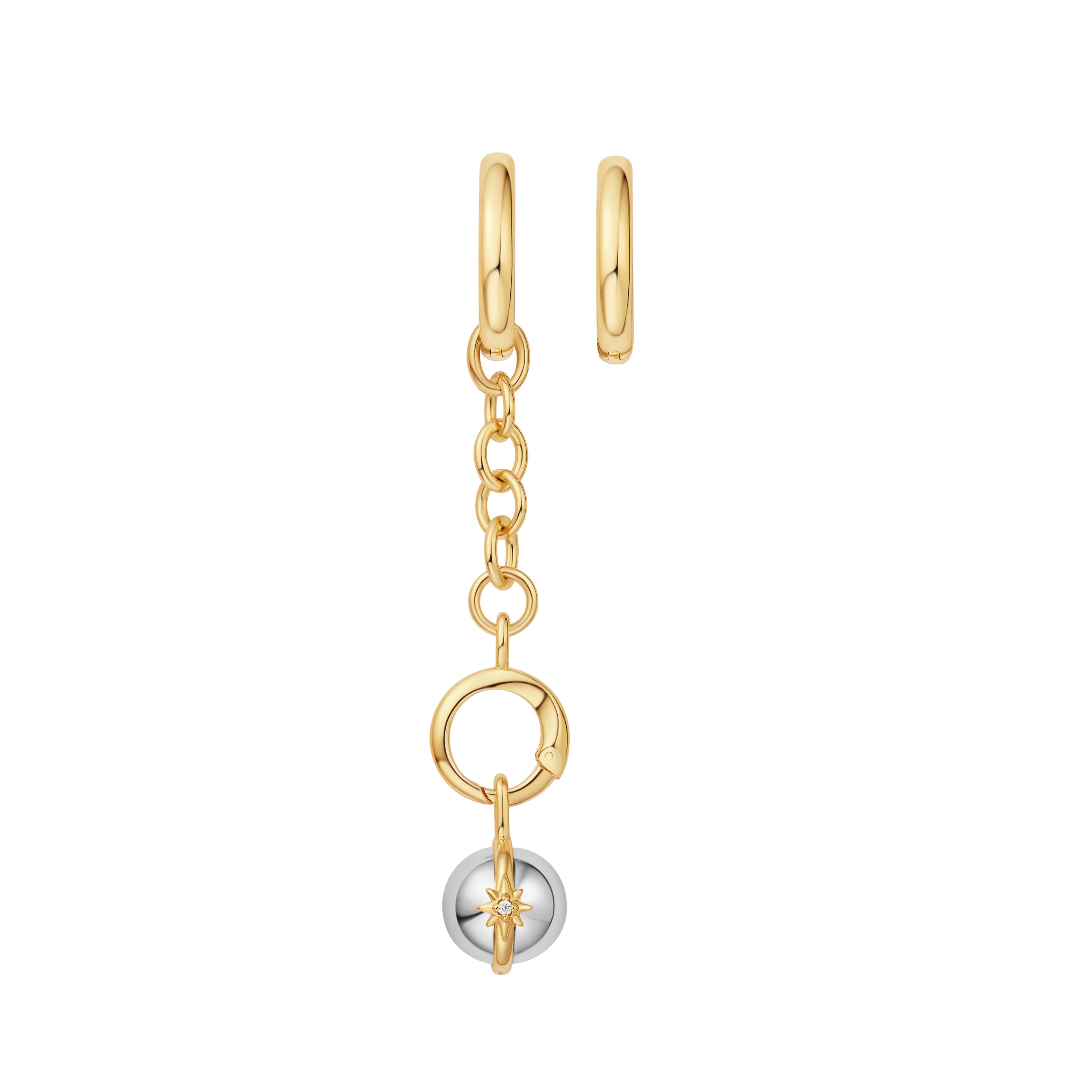 Celestial Sphere Gold Hoop Earrings - Elegant Oval Charm Dangle Earrings for Women - Perfect for Parties, Weddings & Everyday Wear