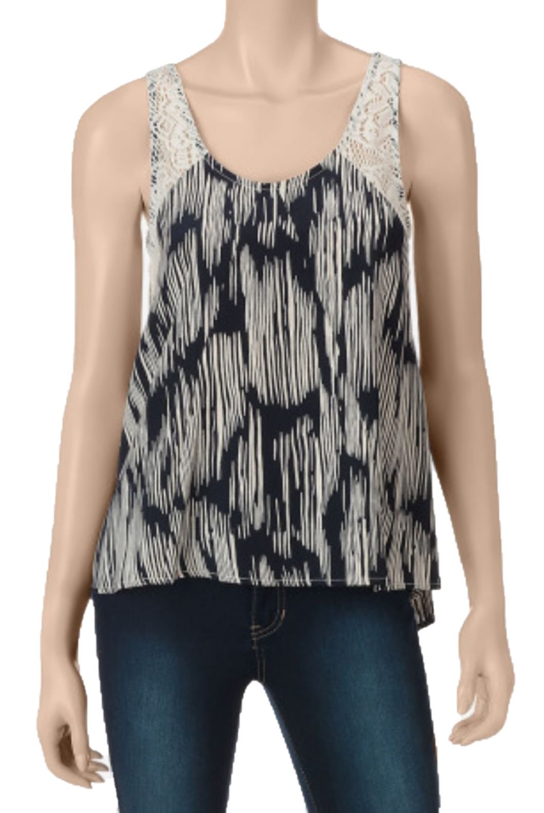 Liberty Love Juniors Crochet Lace Swing Tank Top - Women's Summer Casual Navy Blue Sleeveless Blouse (Small, Navy) | Perfect for Beach, Vacation & Boho Outfits
